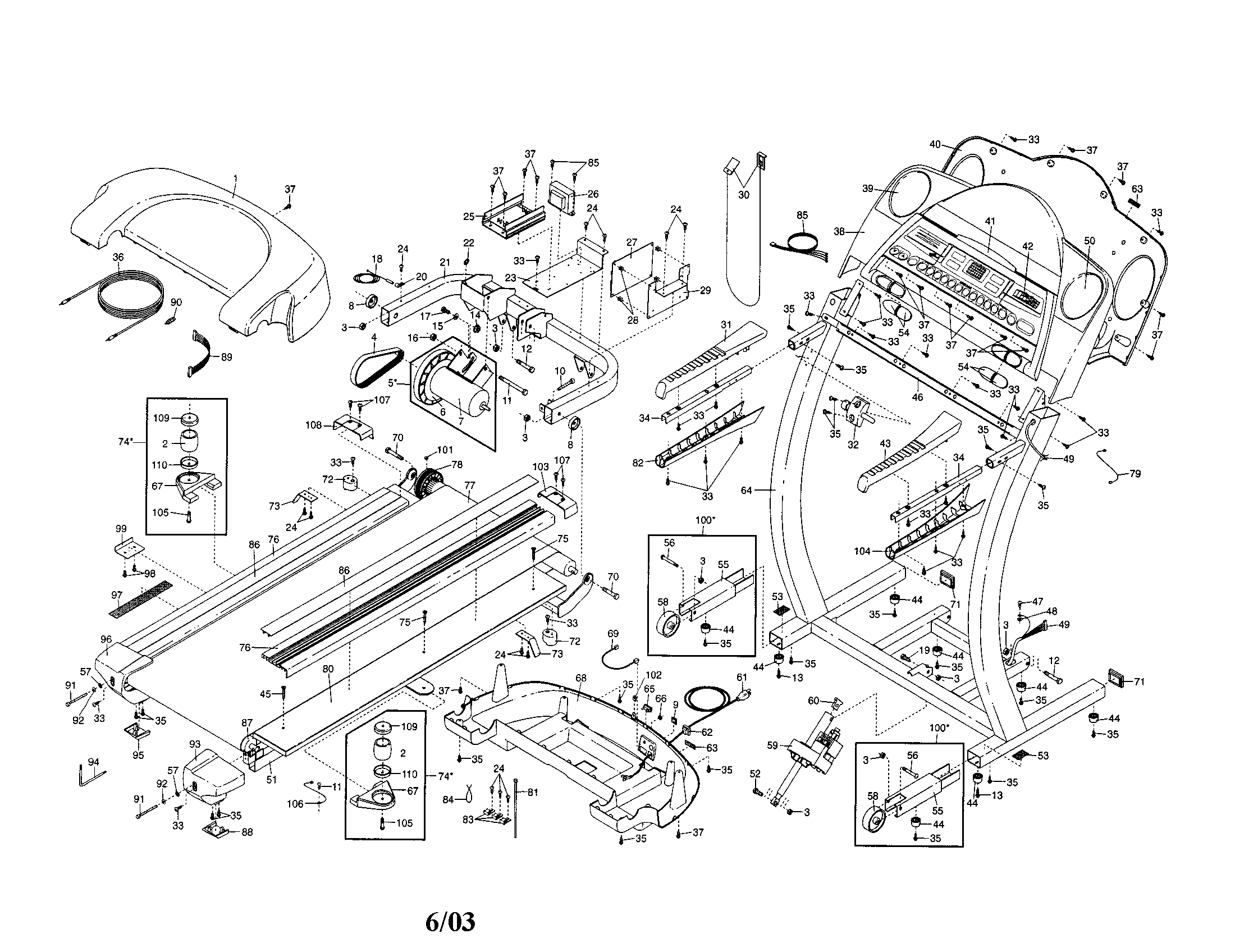 Proform 831293053 console/hood/motor/frame diagram