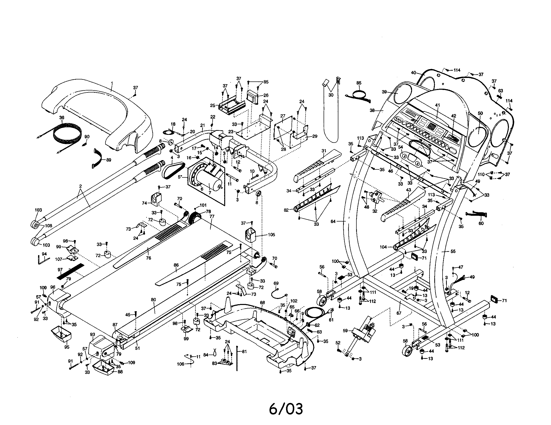 Proform PFTL59121 console/hood/motor diagram