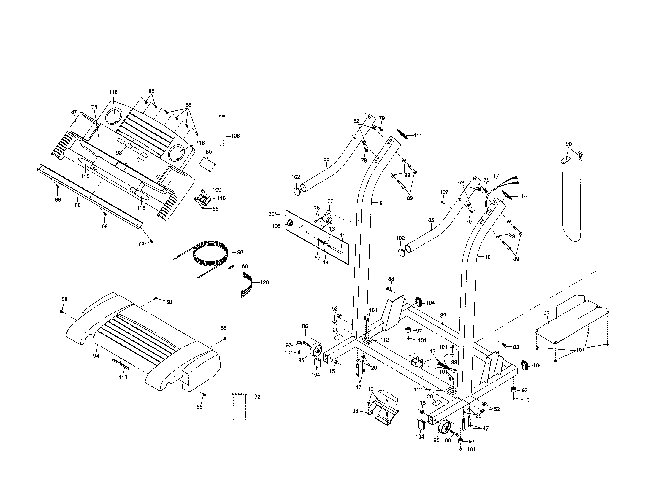 Weslo WLTL39323 console/hood/handle diagram