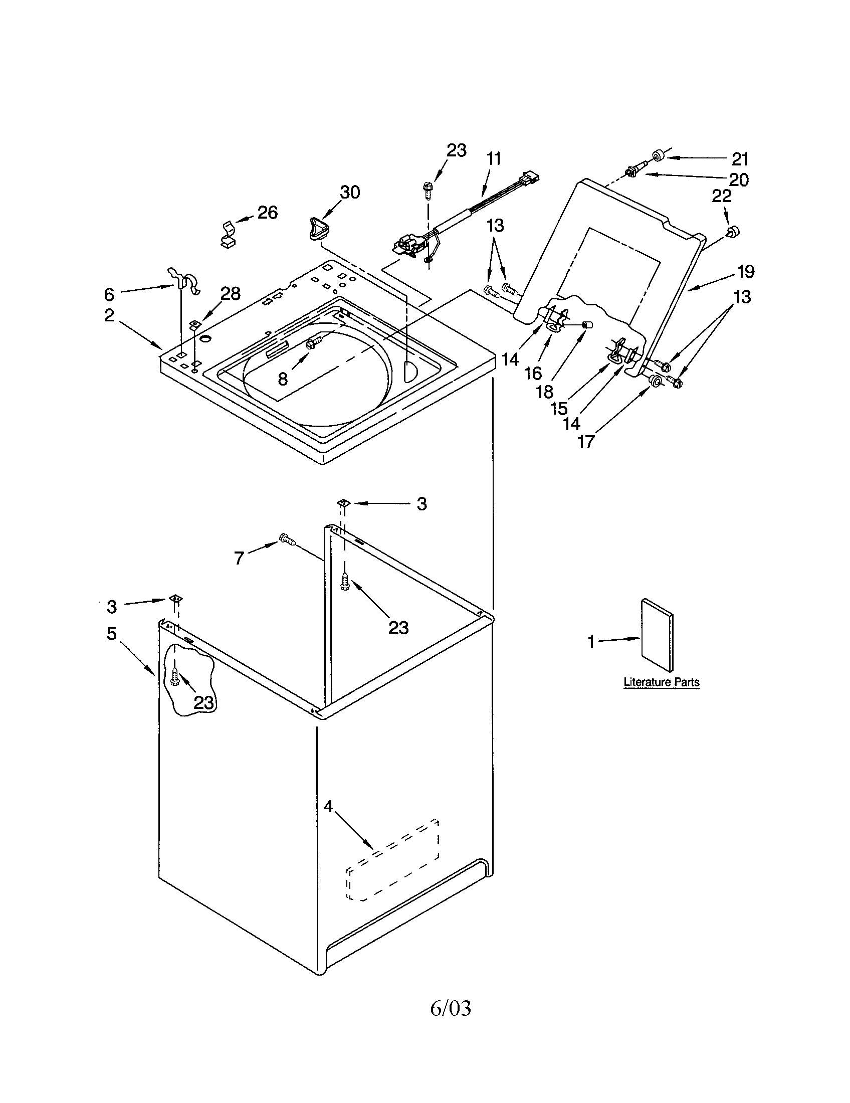 Kenmore 11024932201 top and cabinet diagram