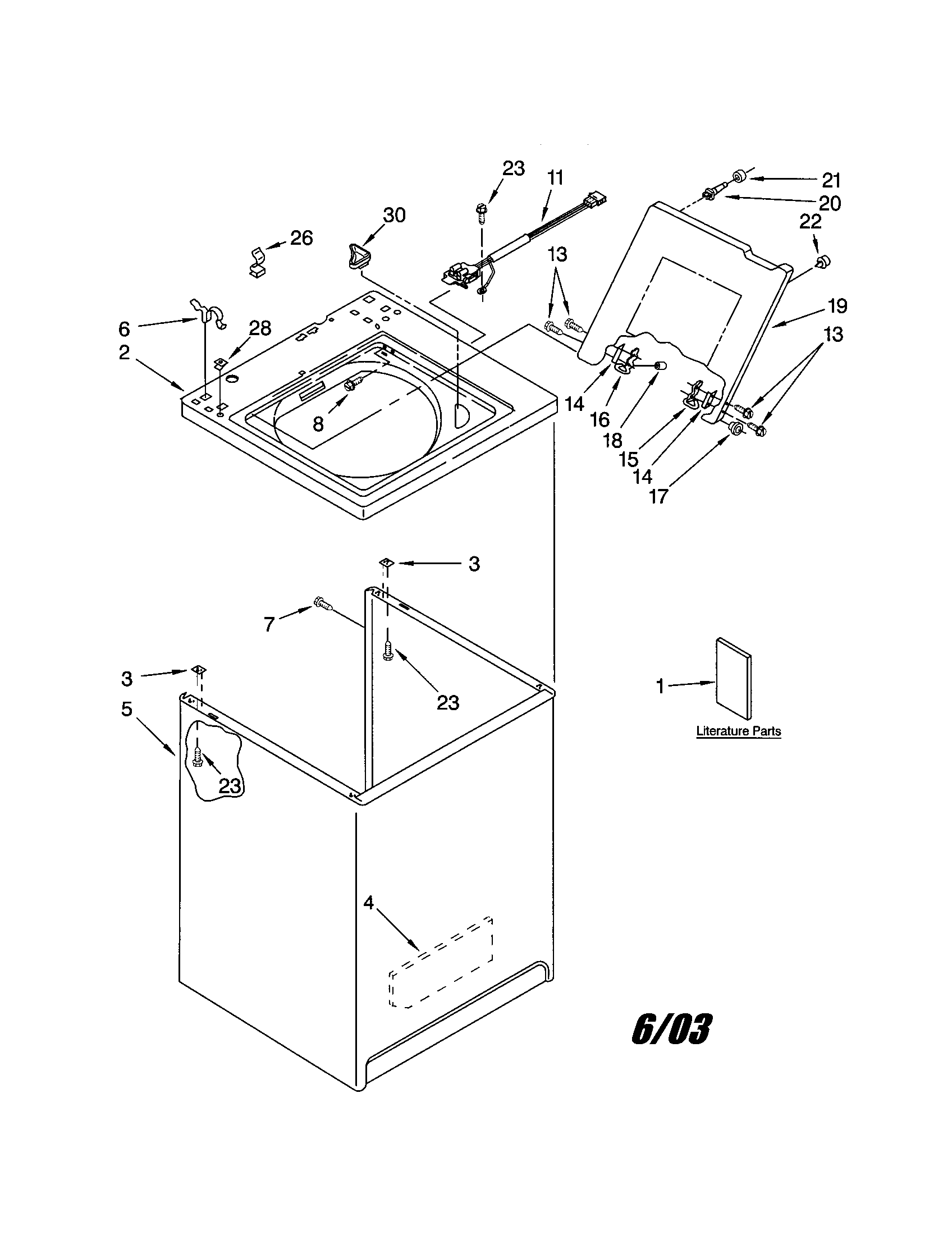 Kenmore 11024922201 top and cabinet diagram