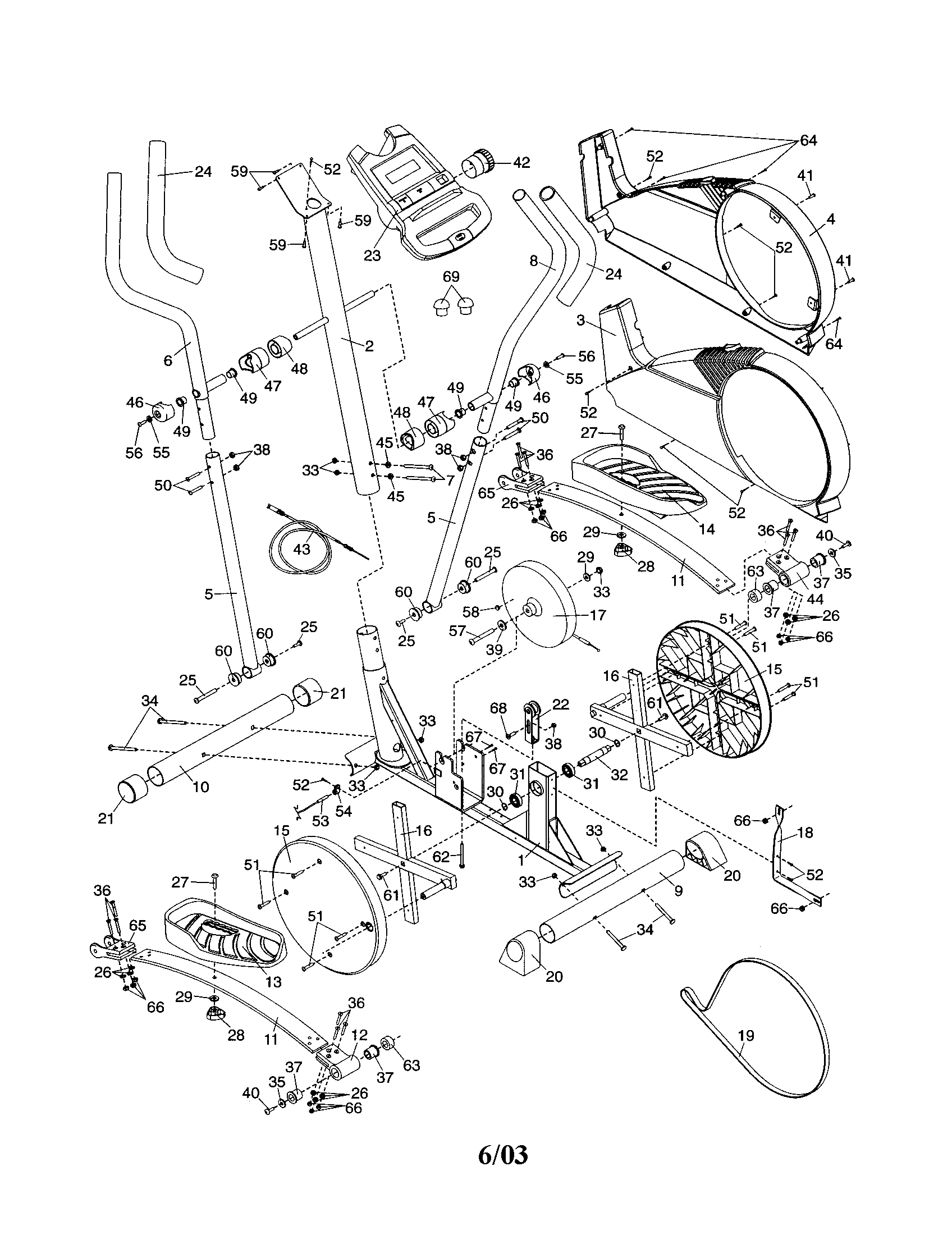 Proform PFEL29221 console and frame diagram