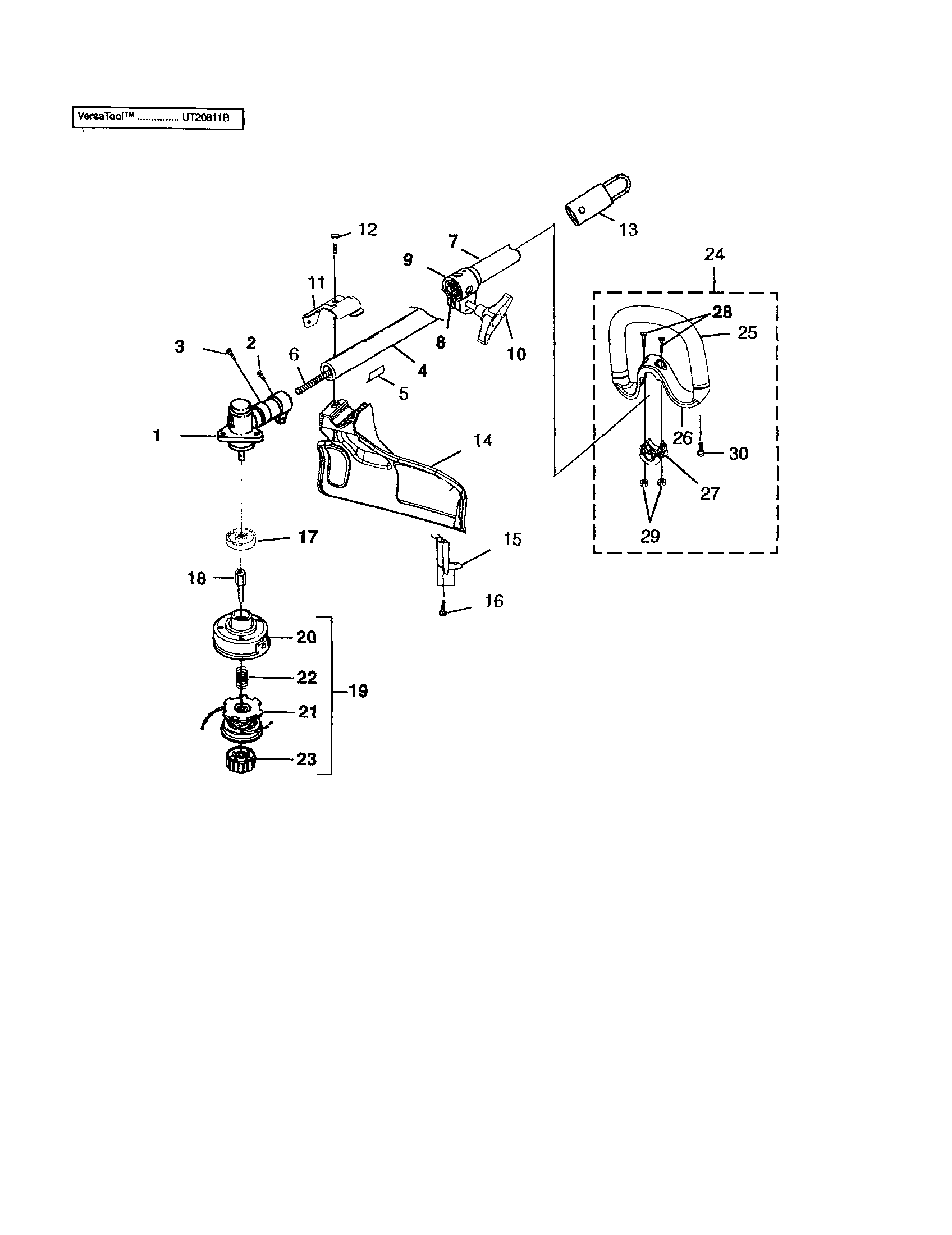 Homelite UT20811 shaft/deflector (ut20811b) diagram