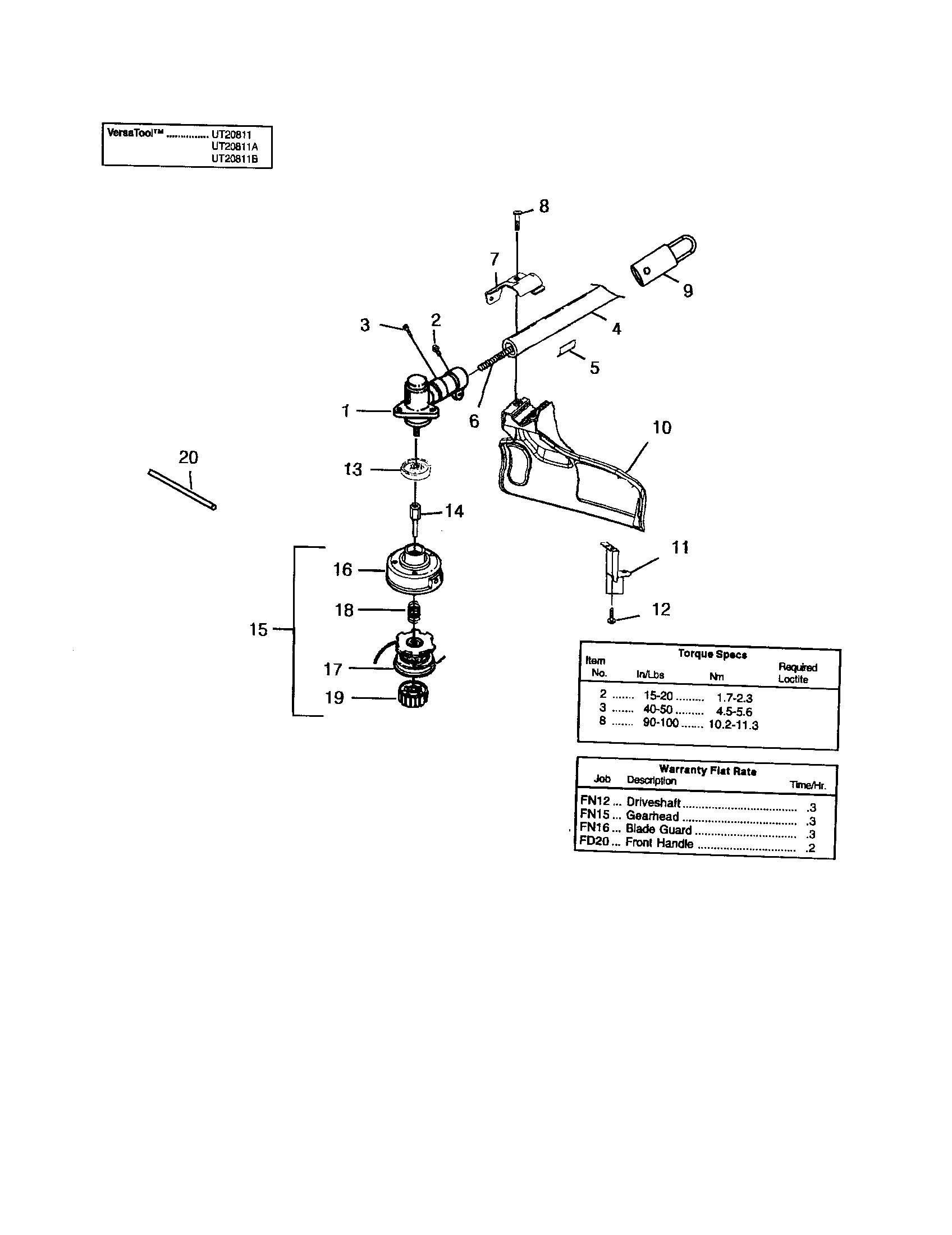 Homelite UT20811 trimmer attachment diagram