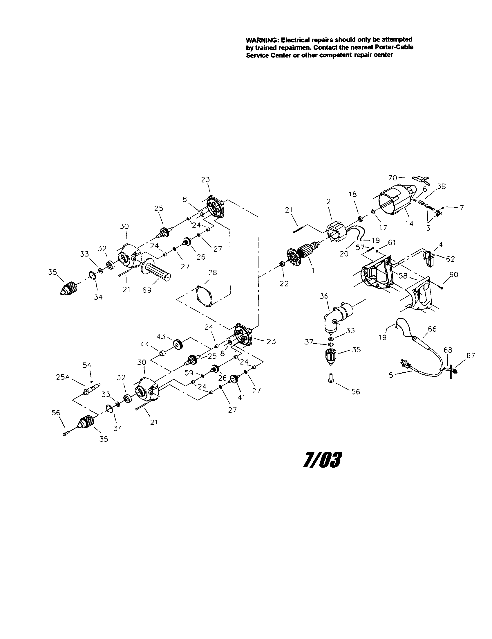Porter Cable 7551 "d" handle drills diagram