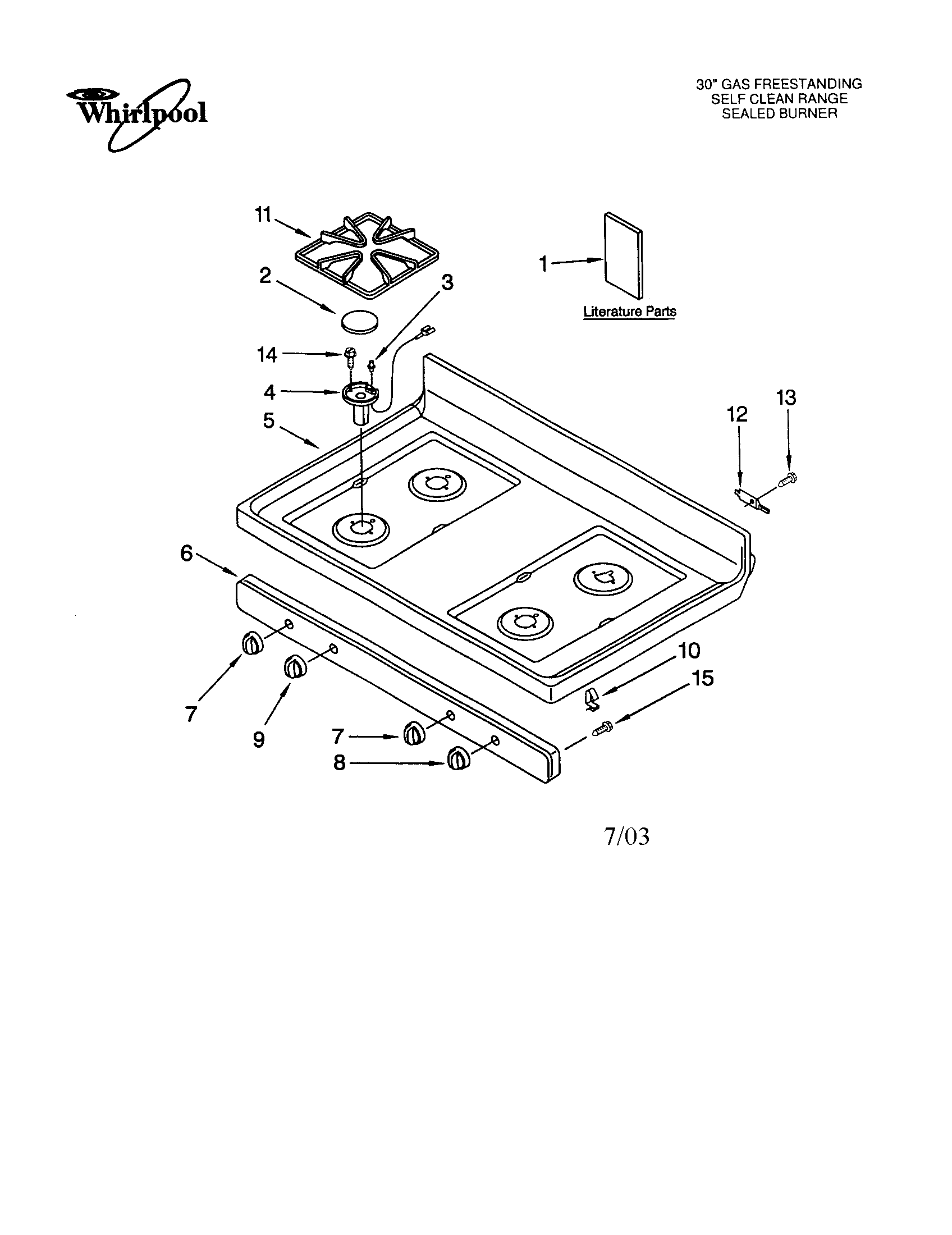 Whirlpool SF387LEGN3 cooktop diagram