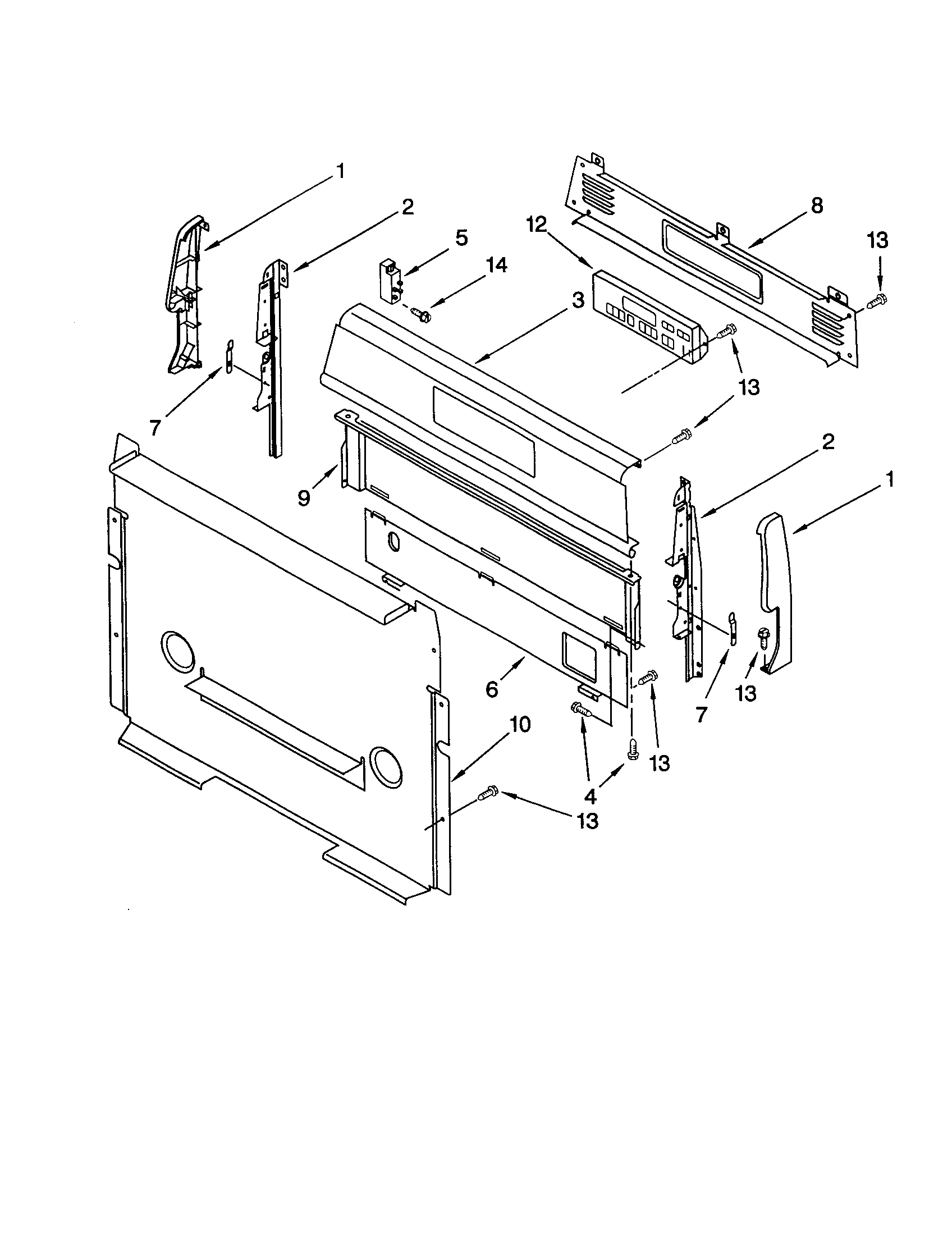 Whirlpool SF387LEGN3 control panel diagram