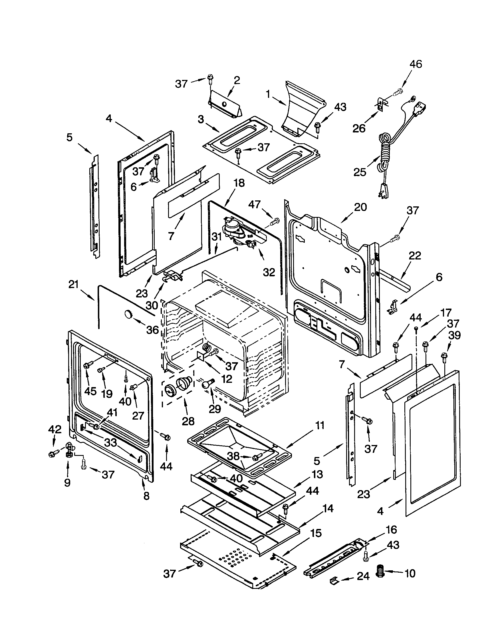 Whirlpool SF387LEGN3 chassis diagram