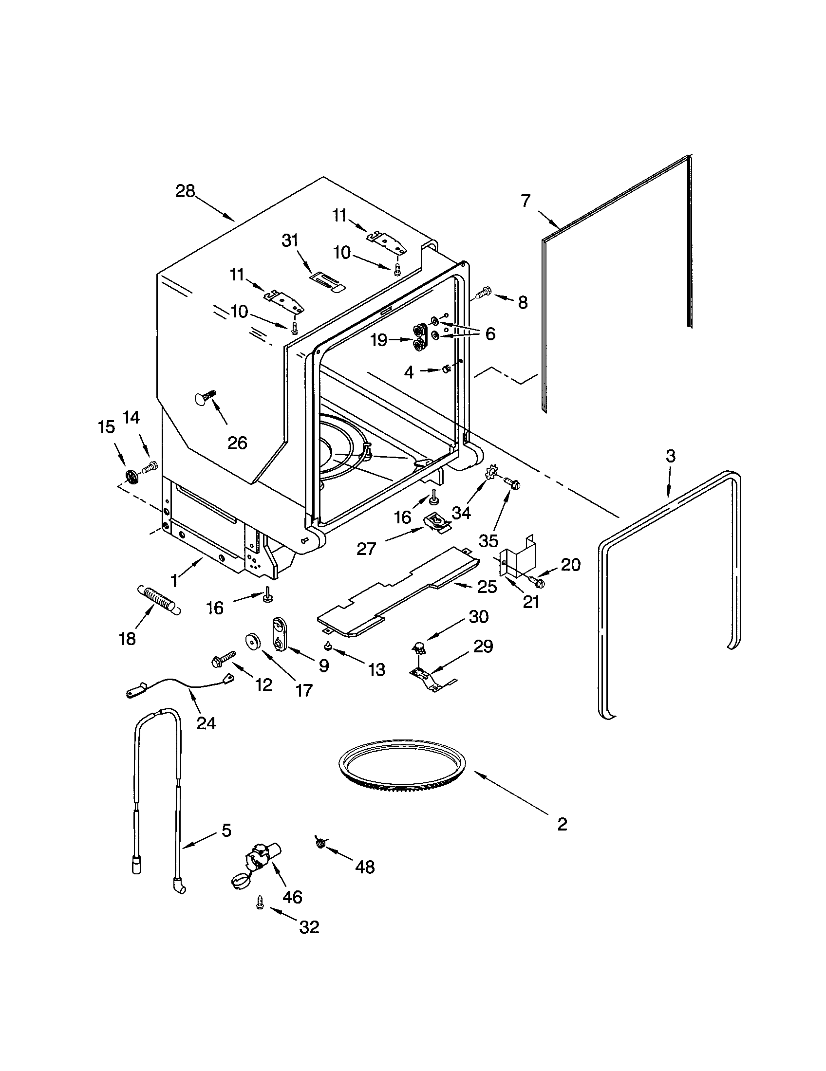 Kenmore 66517462300 tub and frame diagram