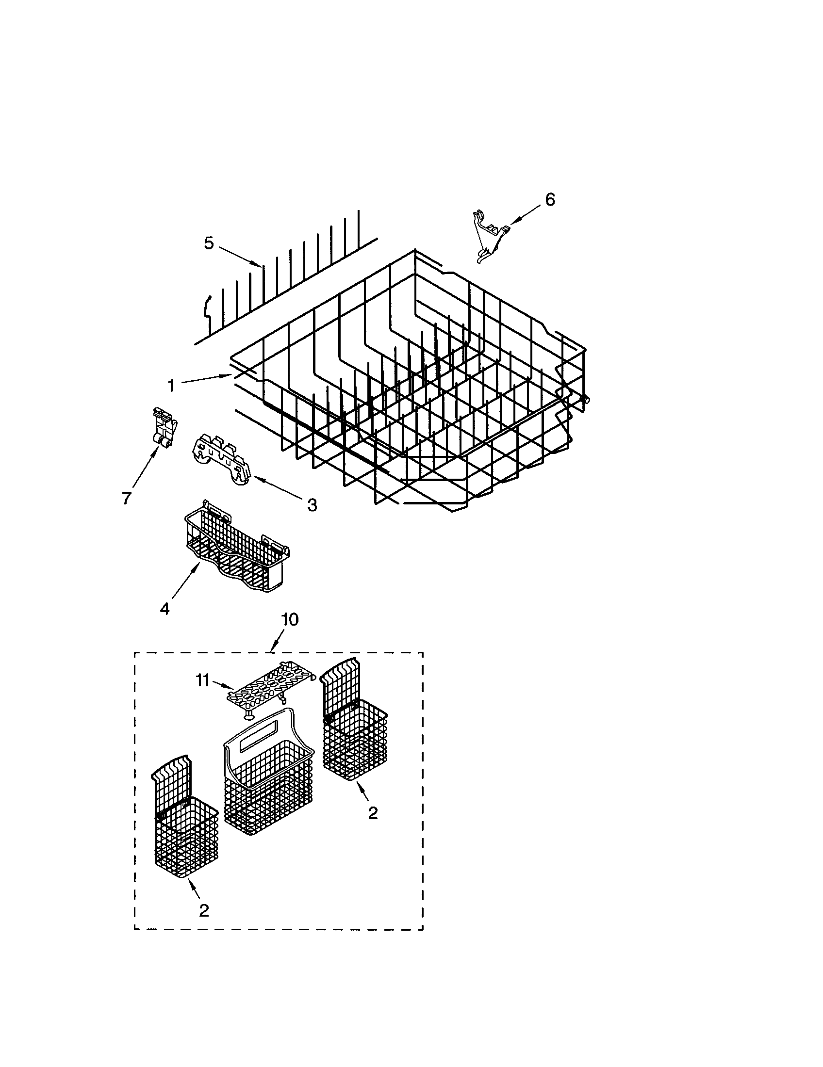 Kenmore 66517462300 lower rack diagram