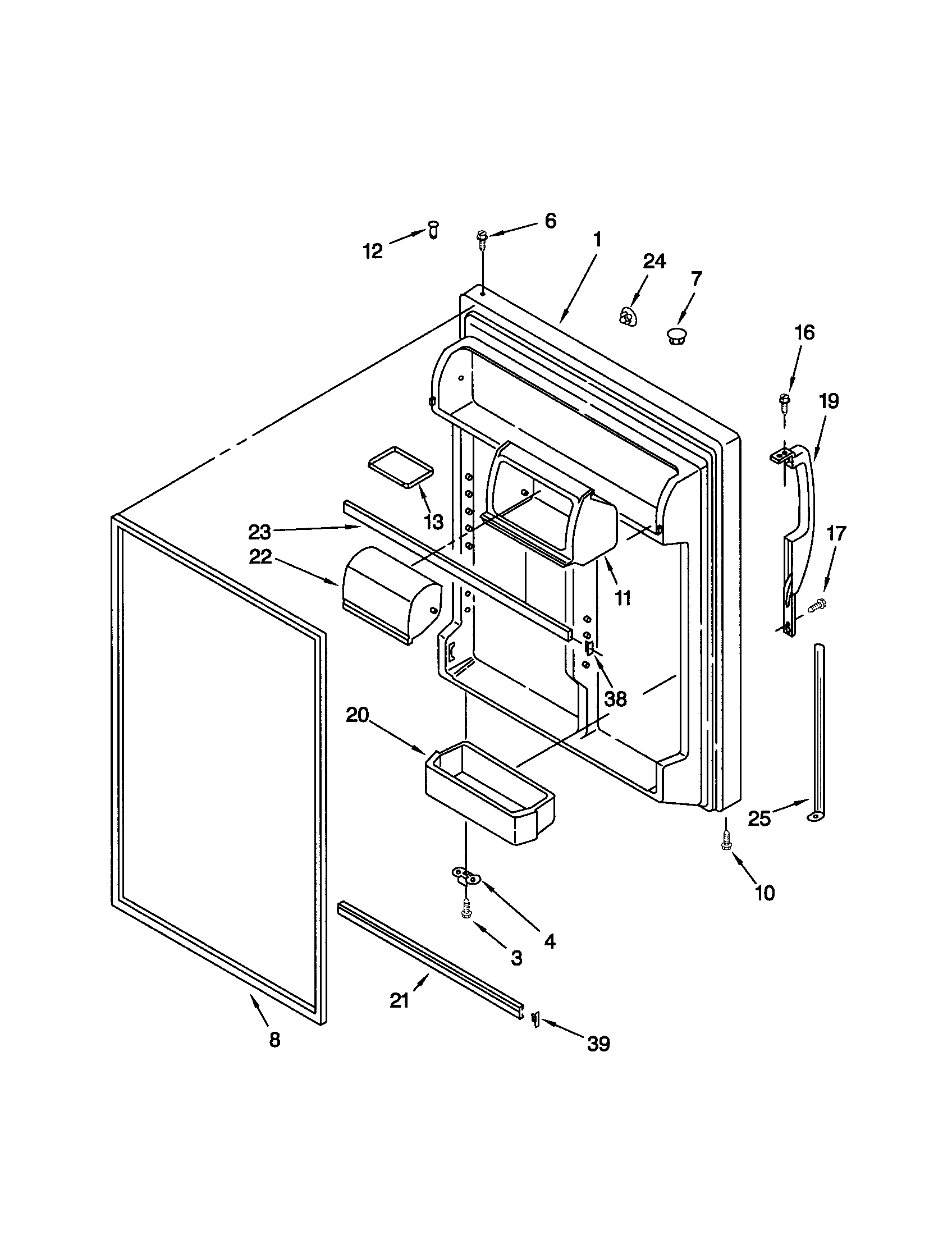 Kenmore 10673294301 refrigeator door diagram