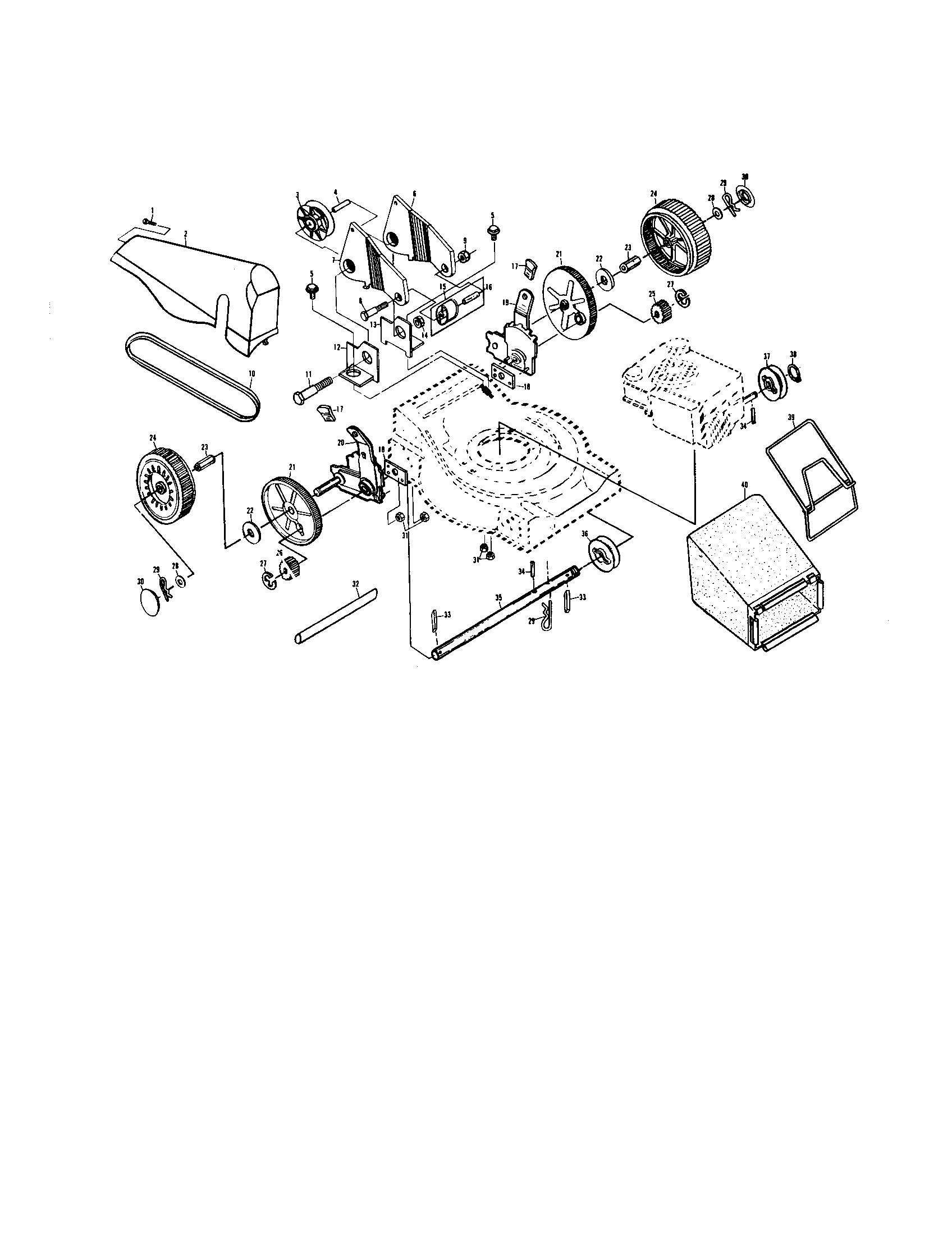 Poulan XE840PAR wheels/tires/bag diagram
