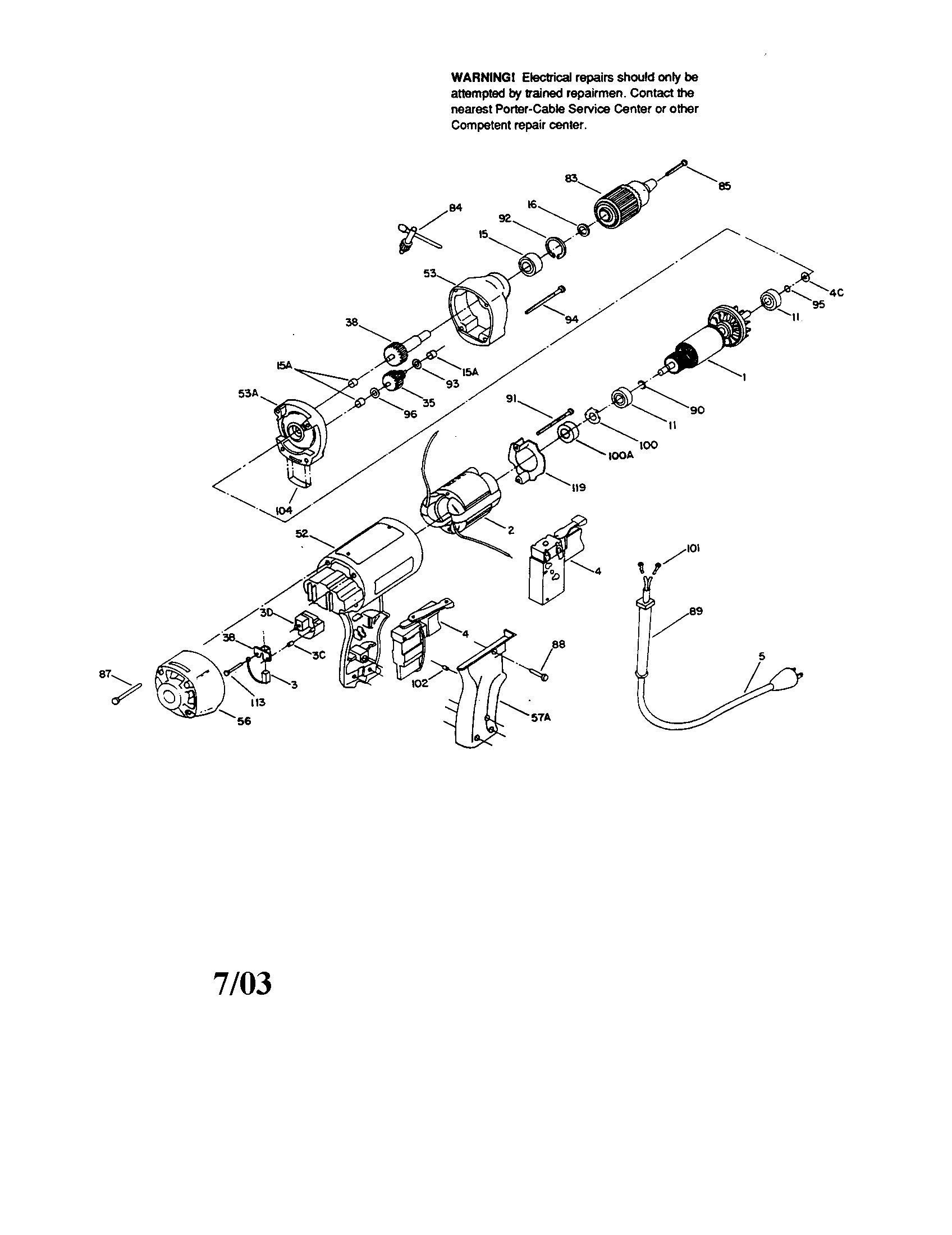 Porter Cable 666 drills diagram