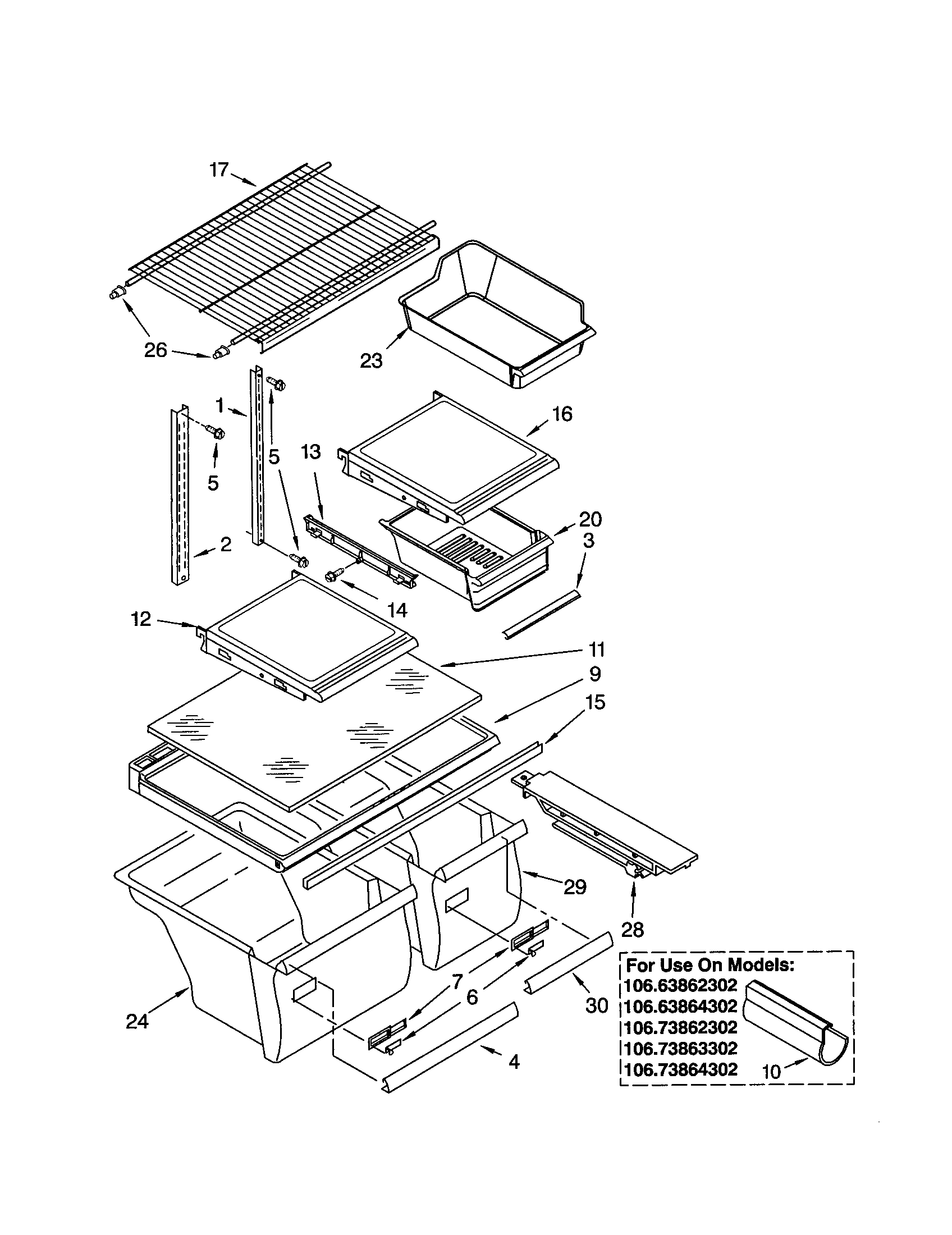 Kenmore 10673853302 shelf diagram