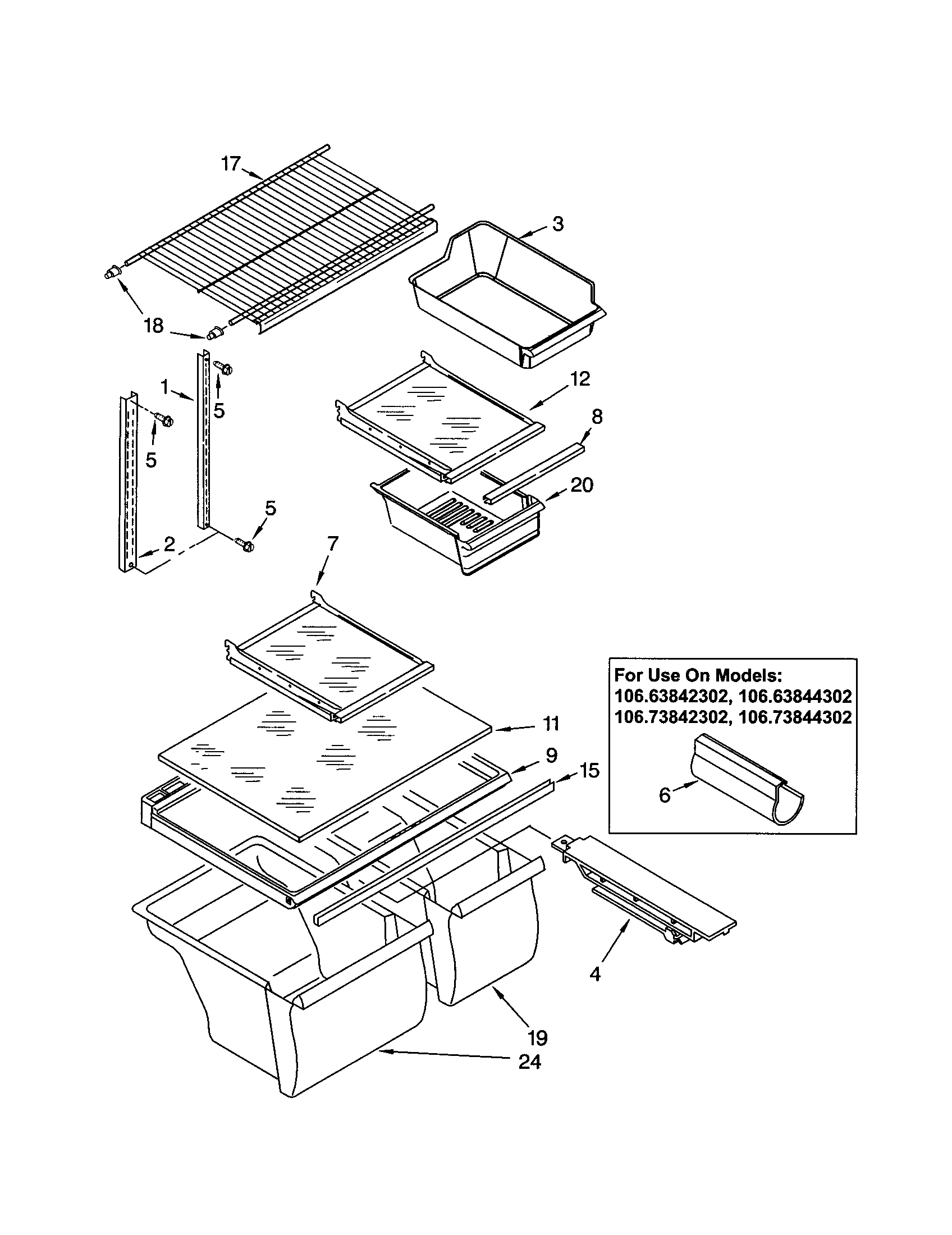 Kenmore 10663844302 shelf diagram