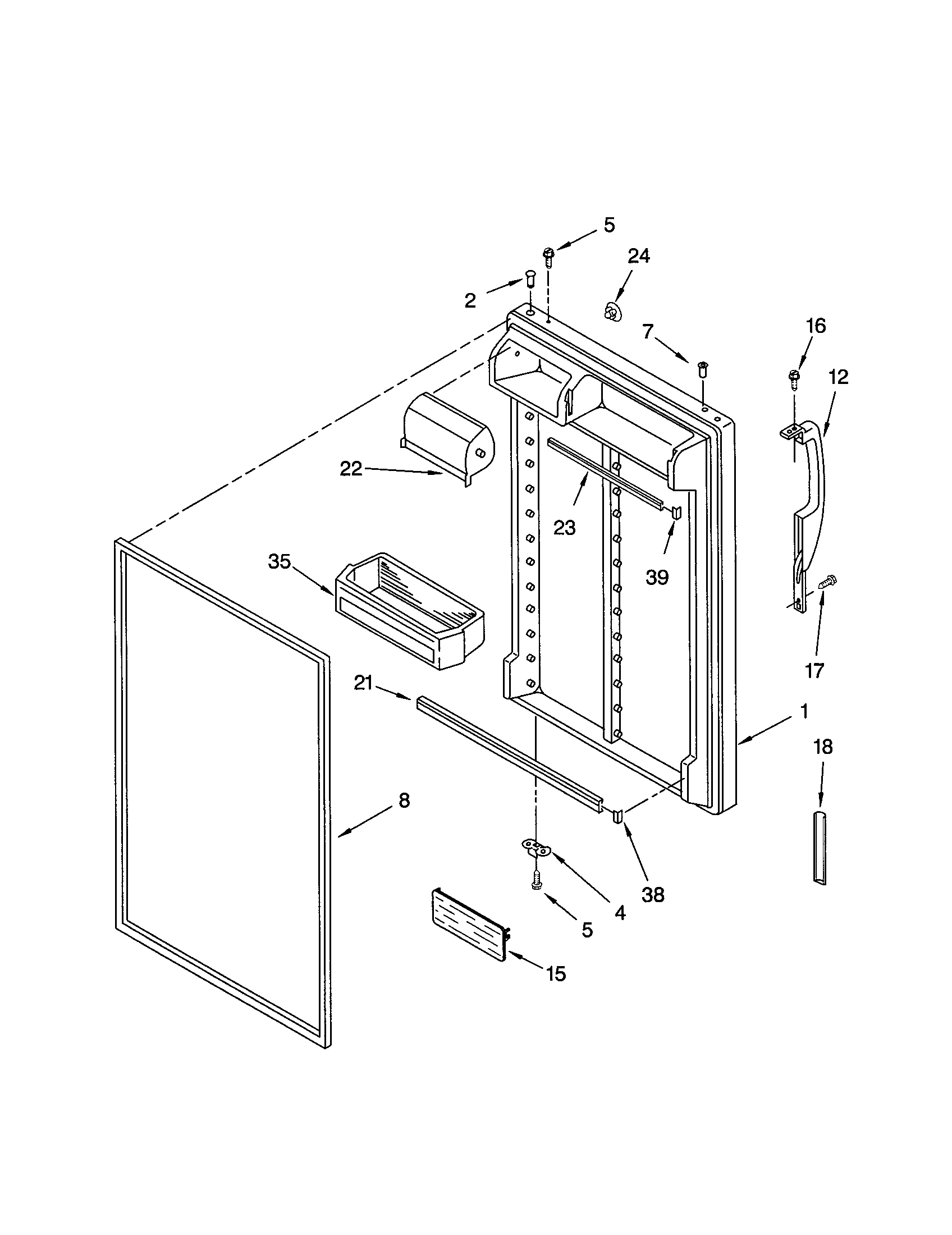 Kenmore 10663844302 refrigerator door diagram