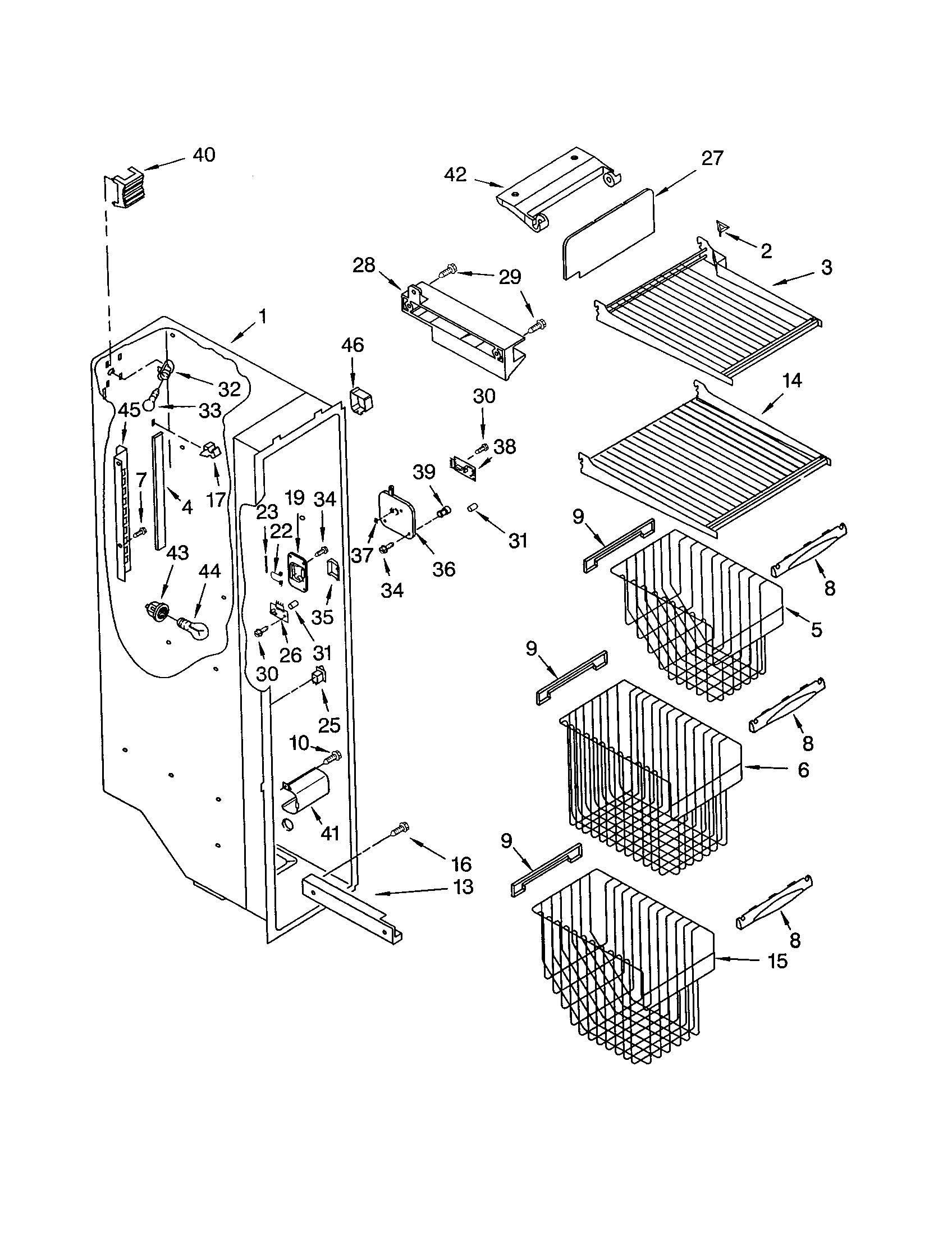 Kenmore 10653792200 freezer liner diagram