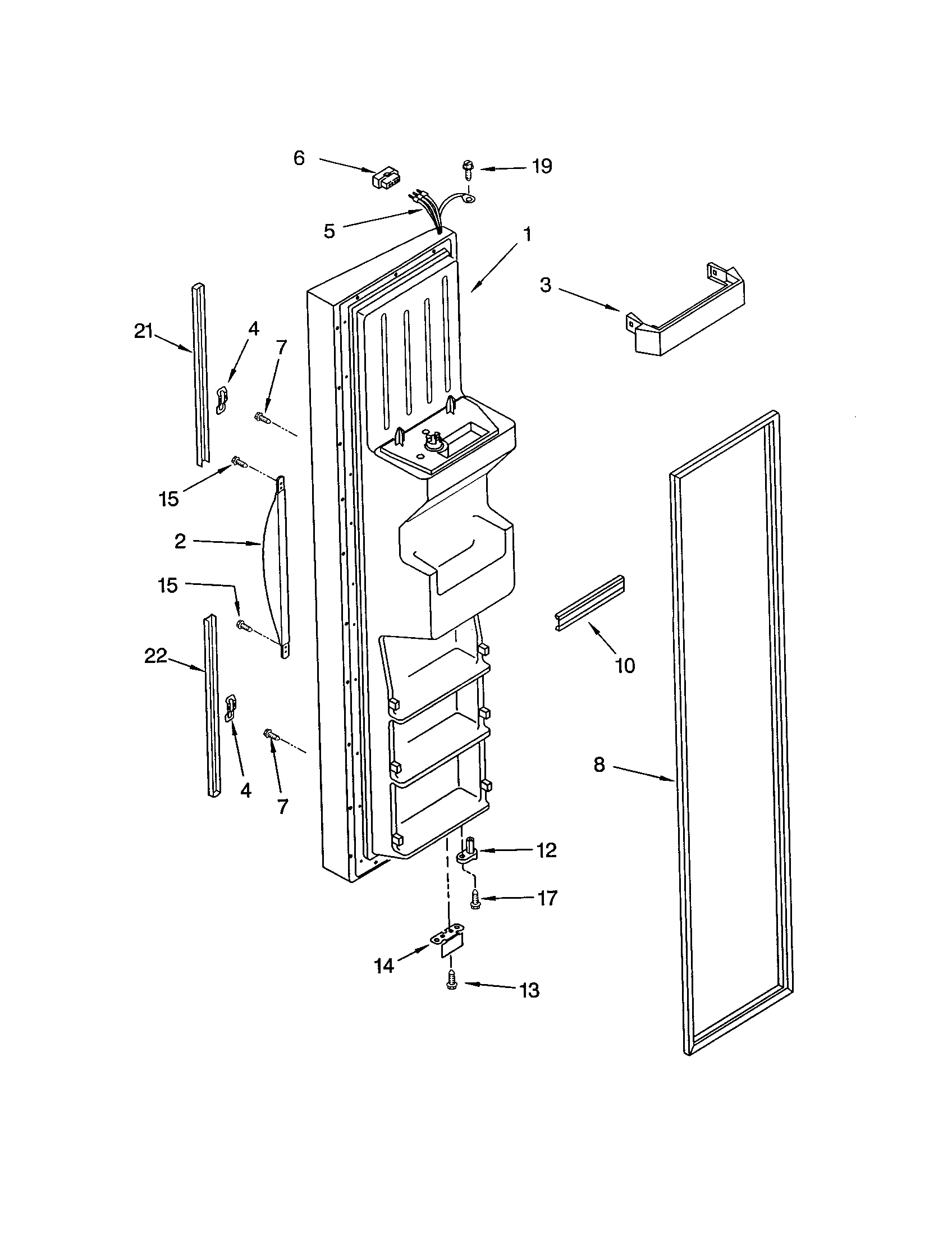 Kenmore 10653792200 freezer door diagram