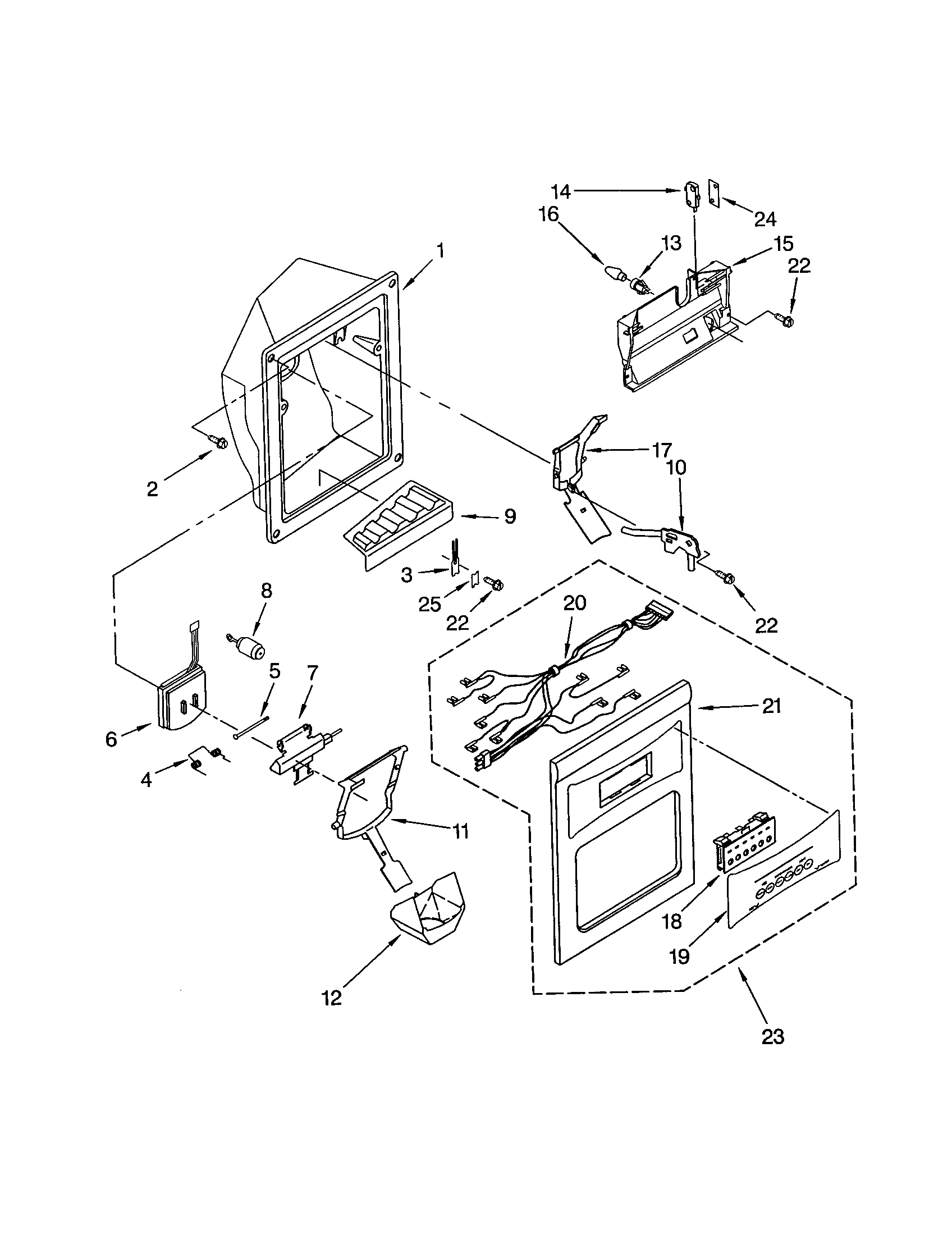Kenmore 10653792200 dispenser front diagram