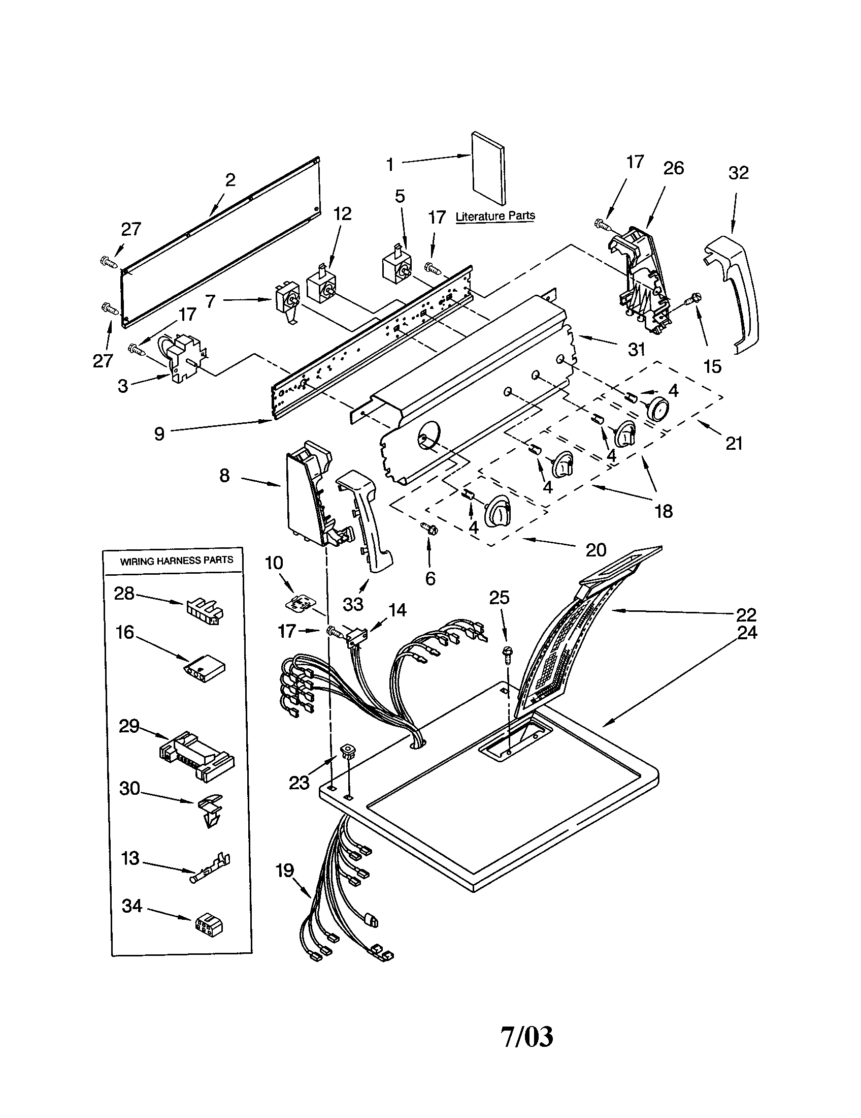 Kenmore 11064924200 top and console diagram