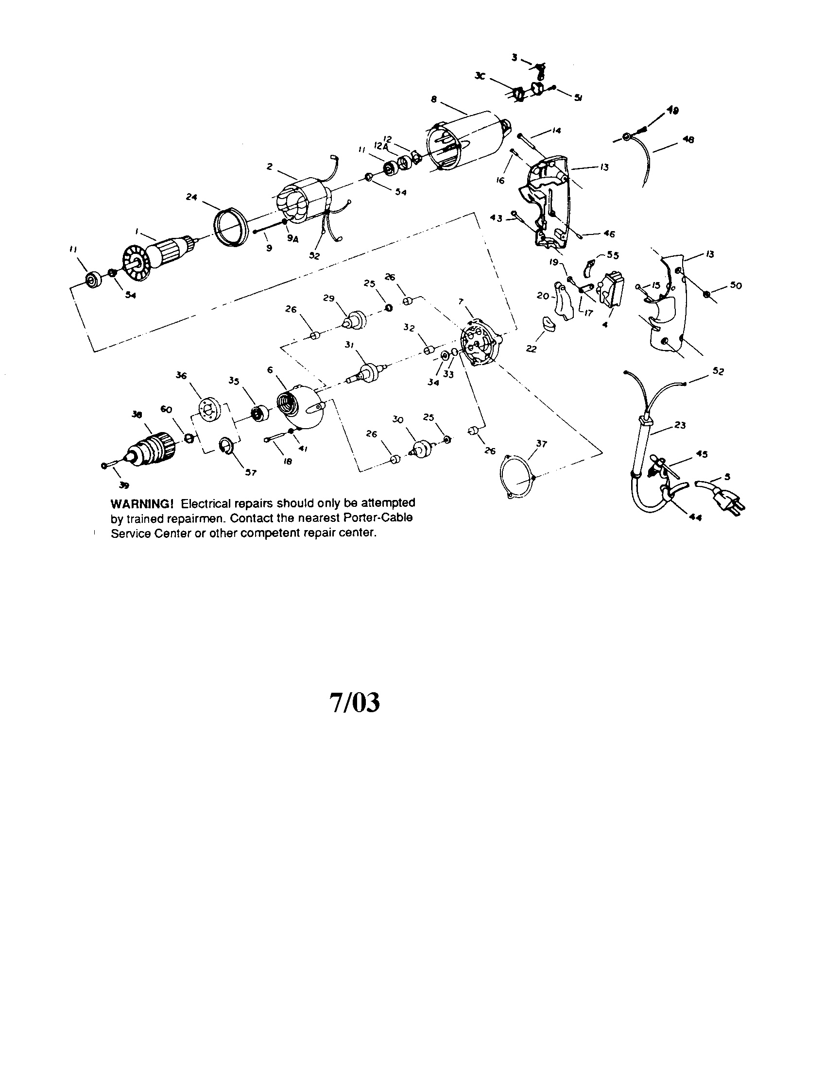 Porter Cable 7500 drills diagram
