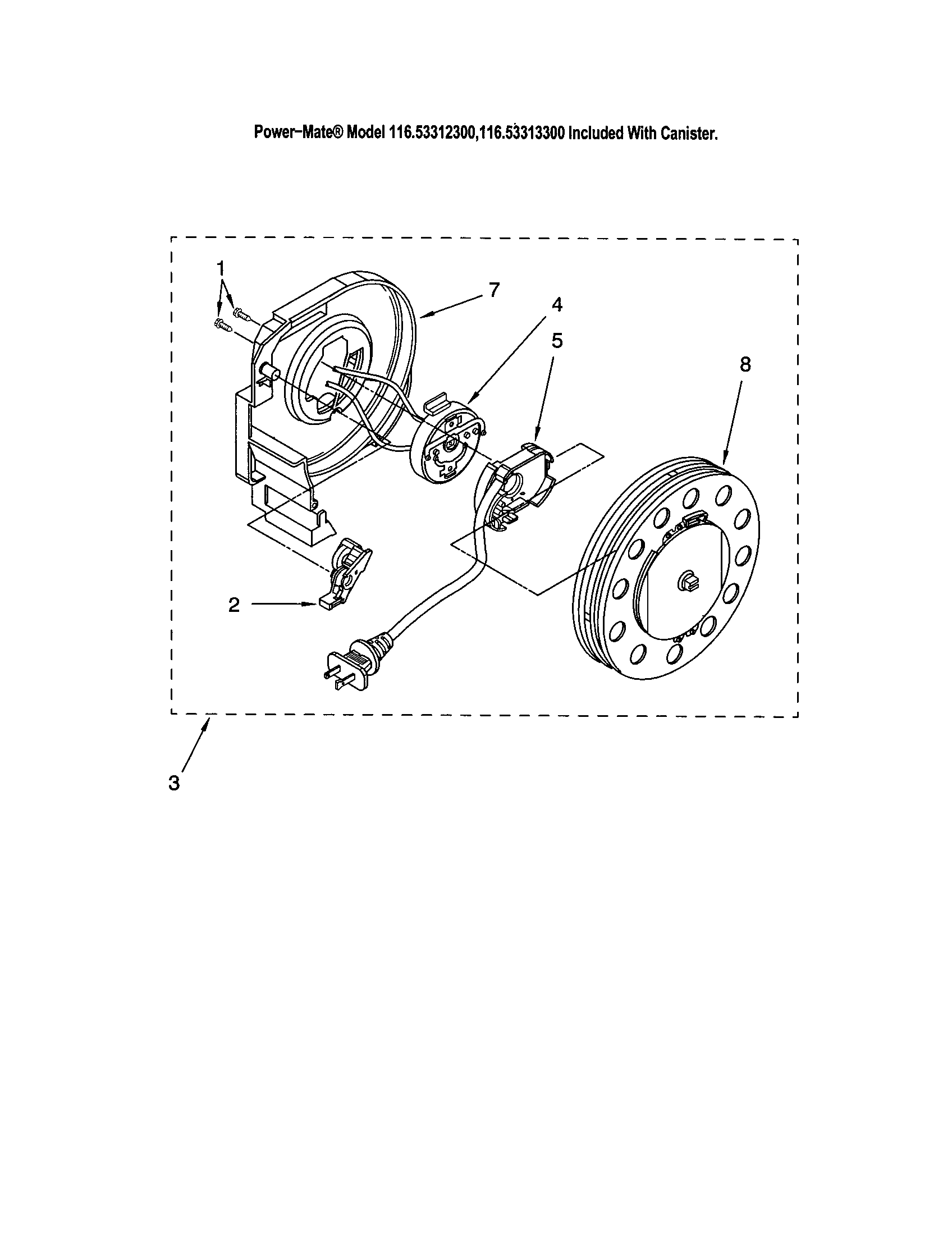Kenmore 11623313300 power cord reel diagram
