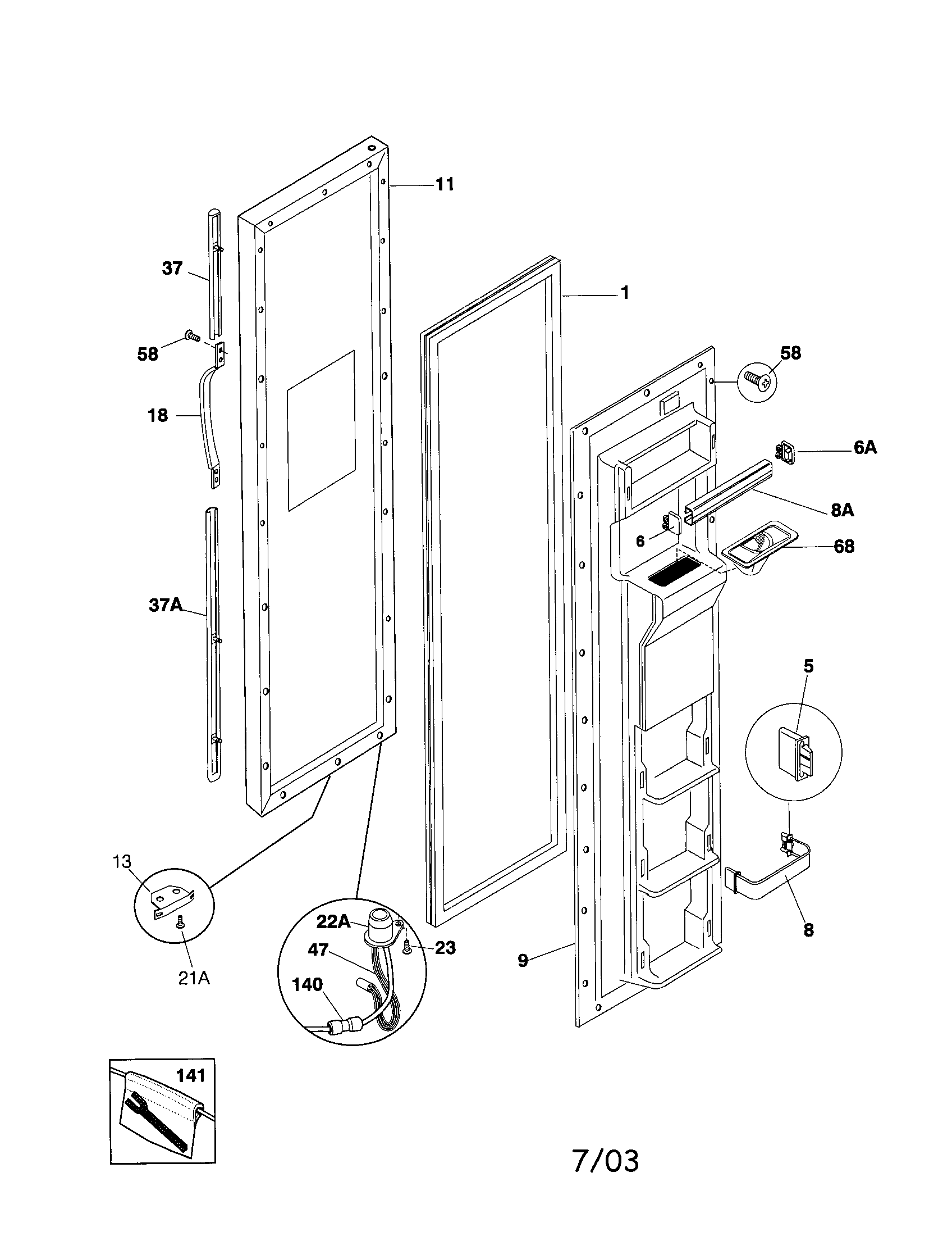Frigidaire FRS26ZPHD3 freezer door diagram