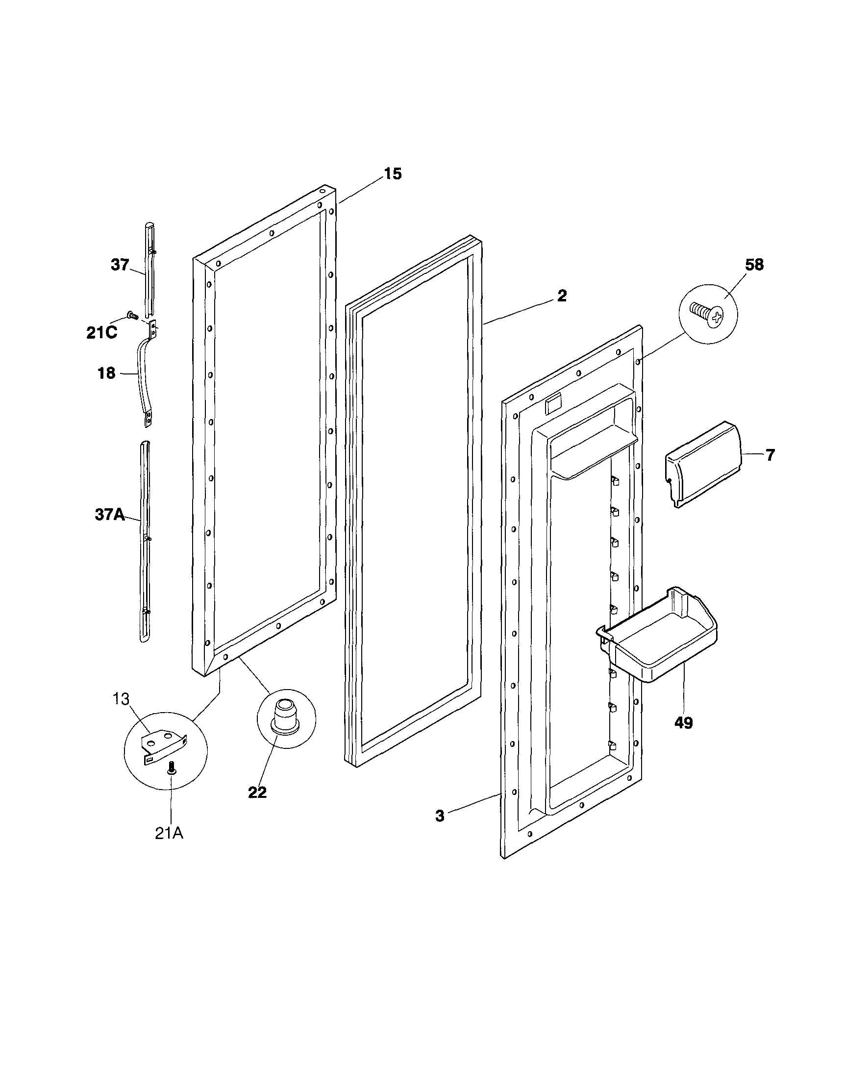 Frigidaire FRS26ZPHD3 refrigerator door diagram