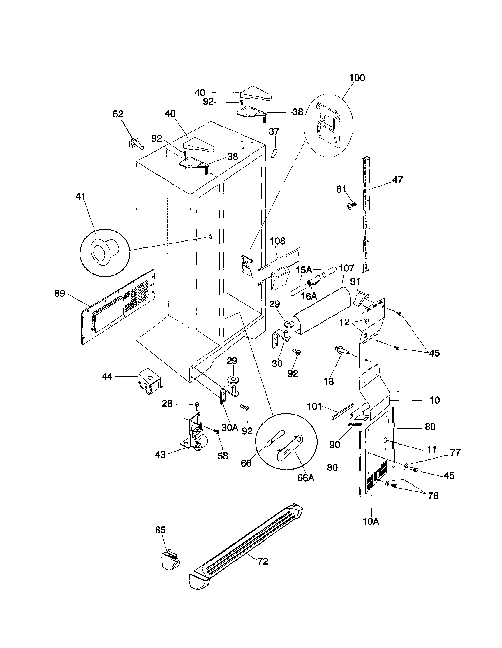 Frigidaire FRS26ZPHD3 cabinet diagram