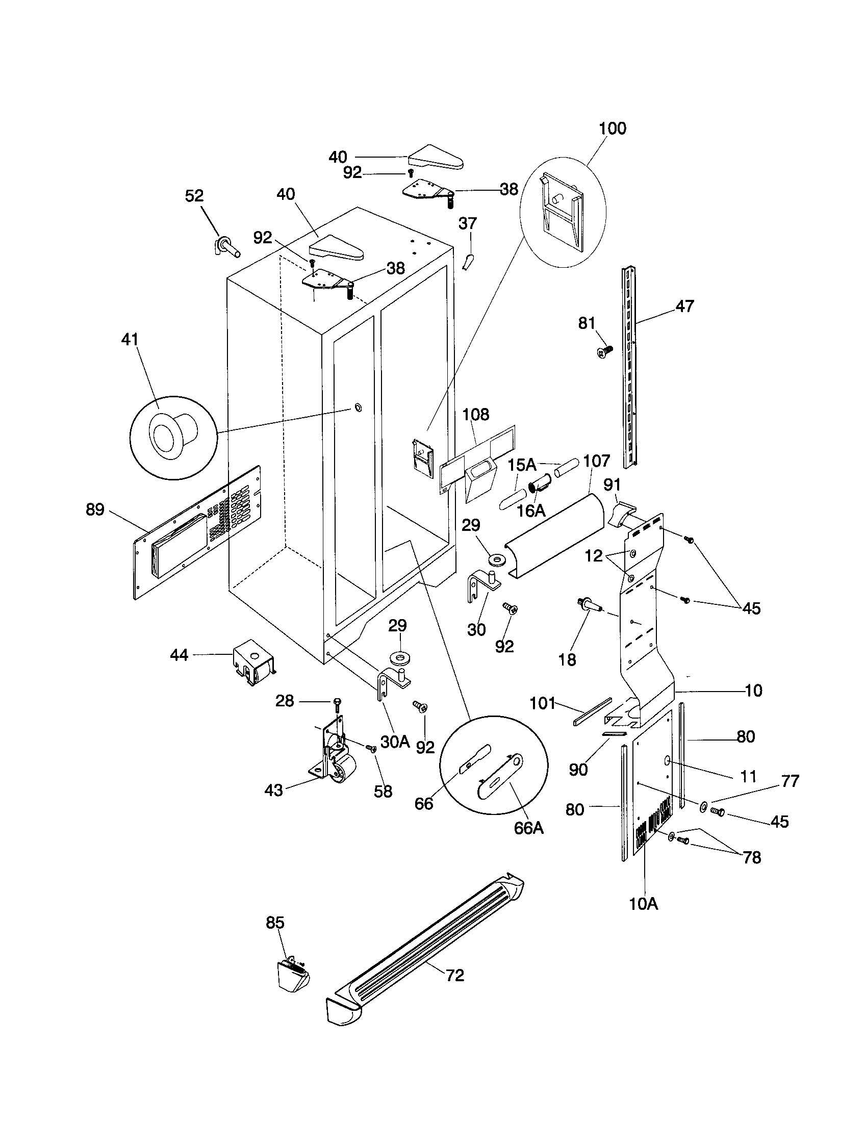 Frigidaire FRS26ZPHD3 cabinet diagram