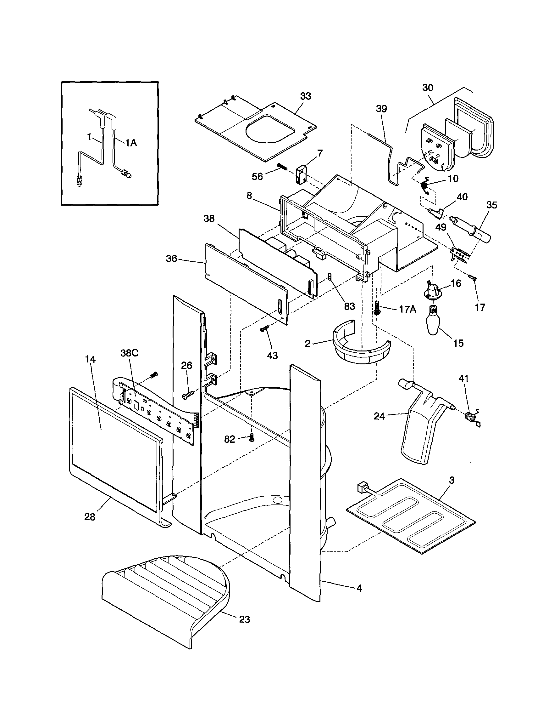 Frigidaire FRS26ZPHD3 dispenser diagram