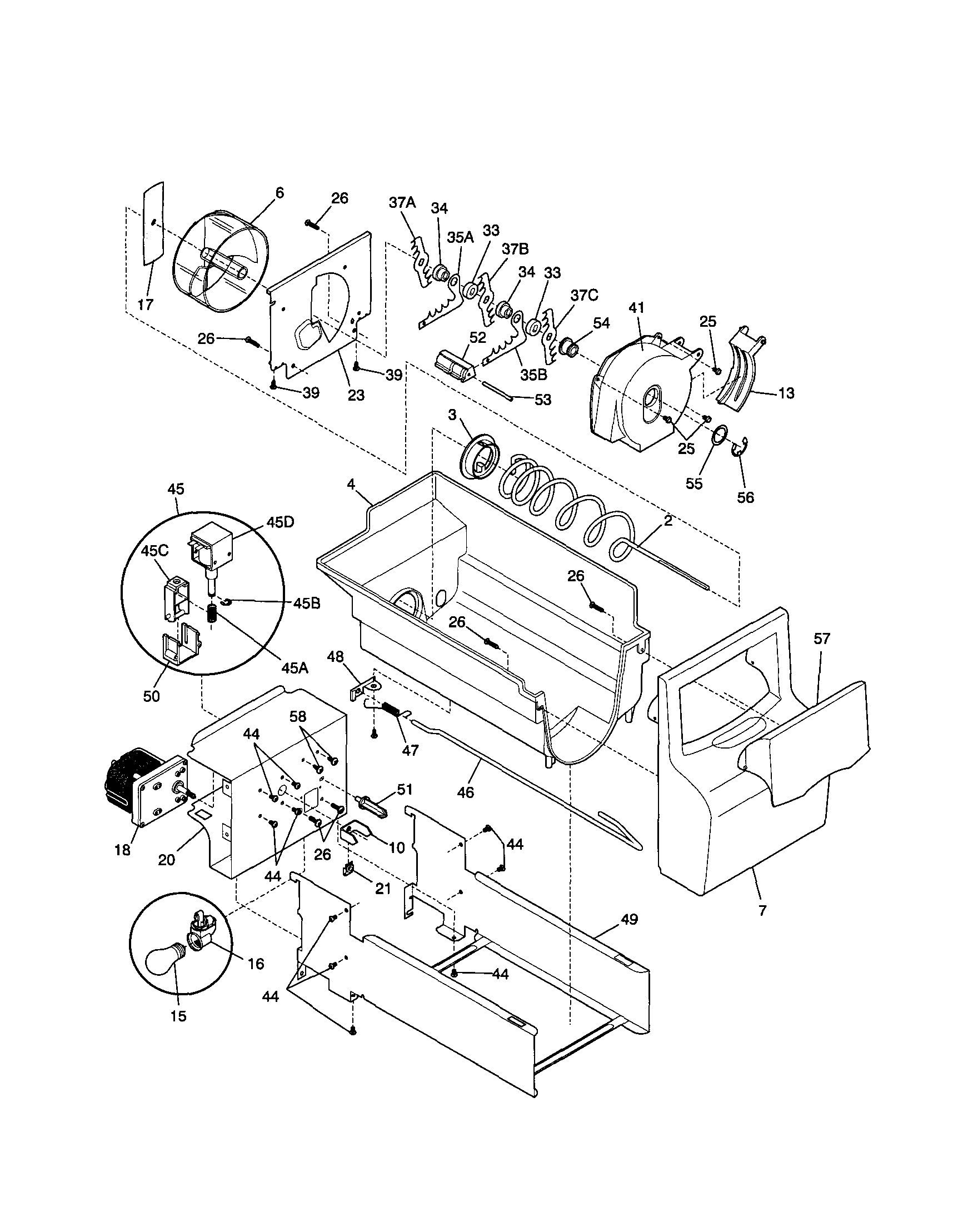 Frigidaire FRS26ZPHD3 ice container diagram
