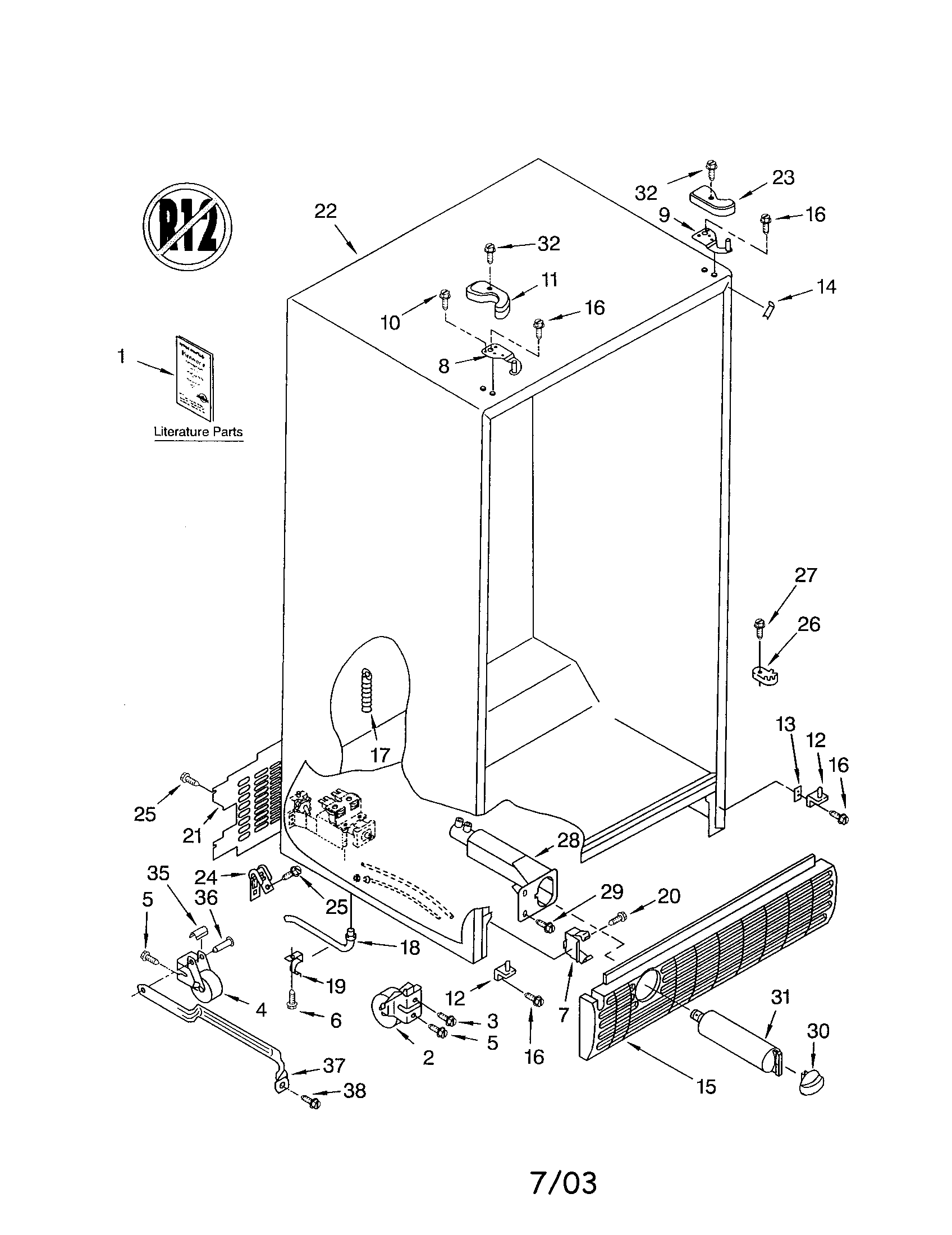 Kenmore 10653206200 cabinet diagram