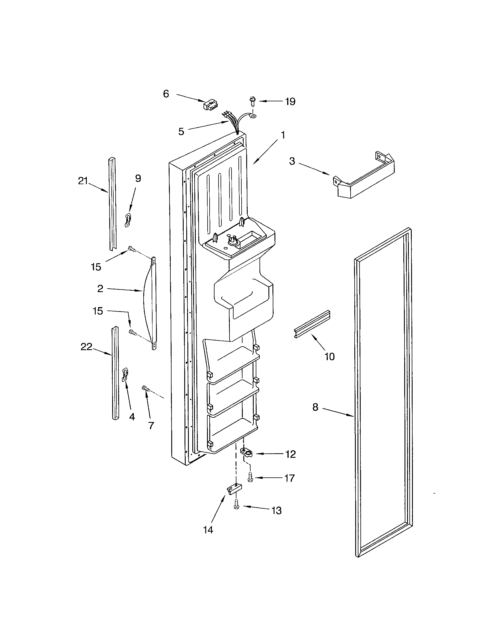 Kenmore 10653206200 freezer door diagram