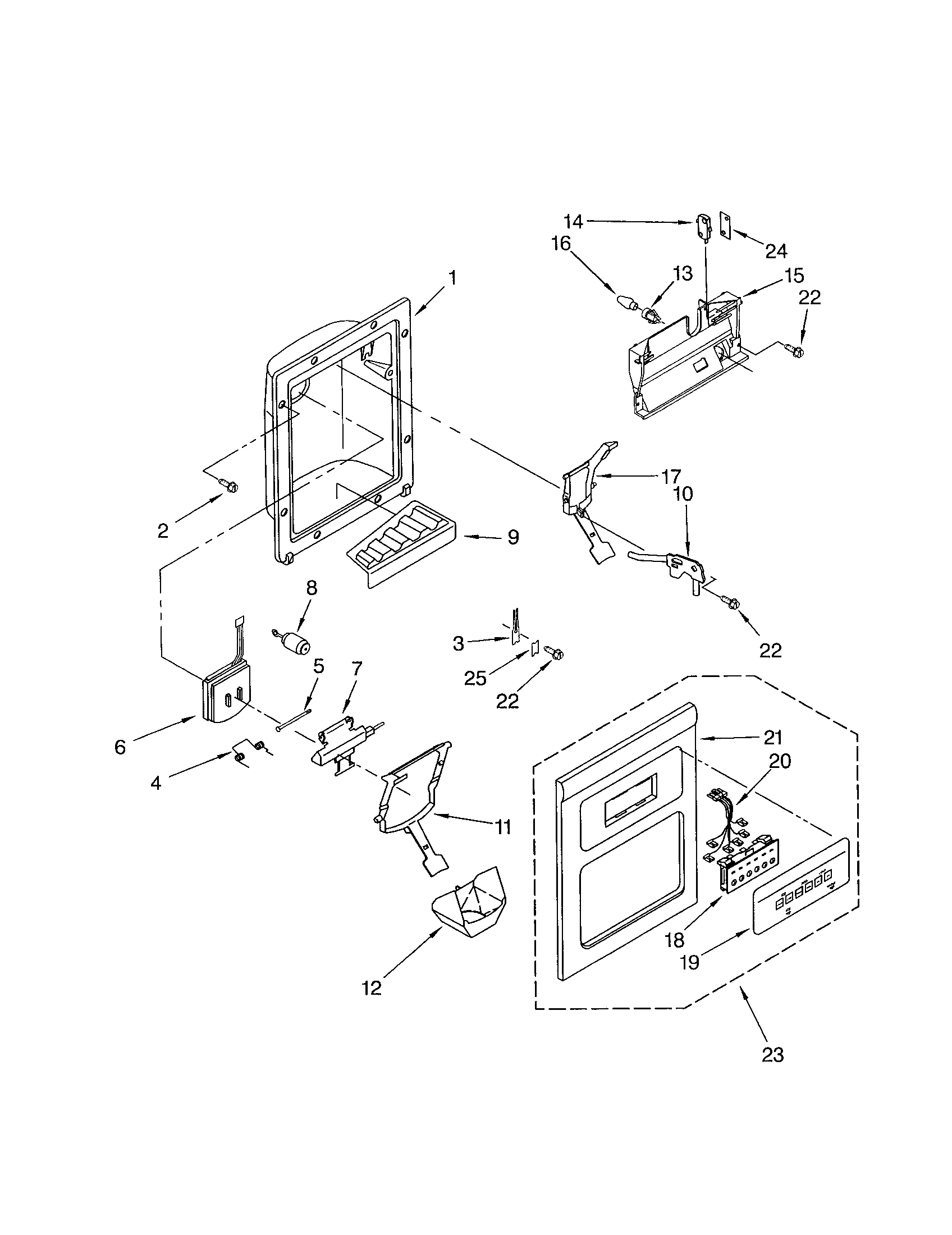 Kenmore 10653206200 dispenser front diagram