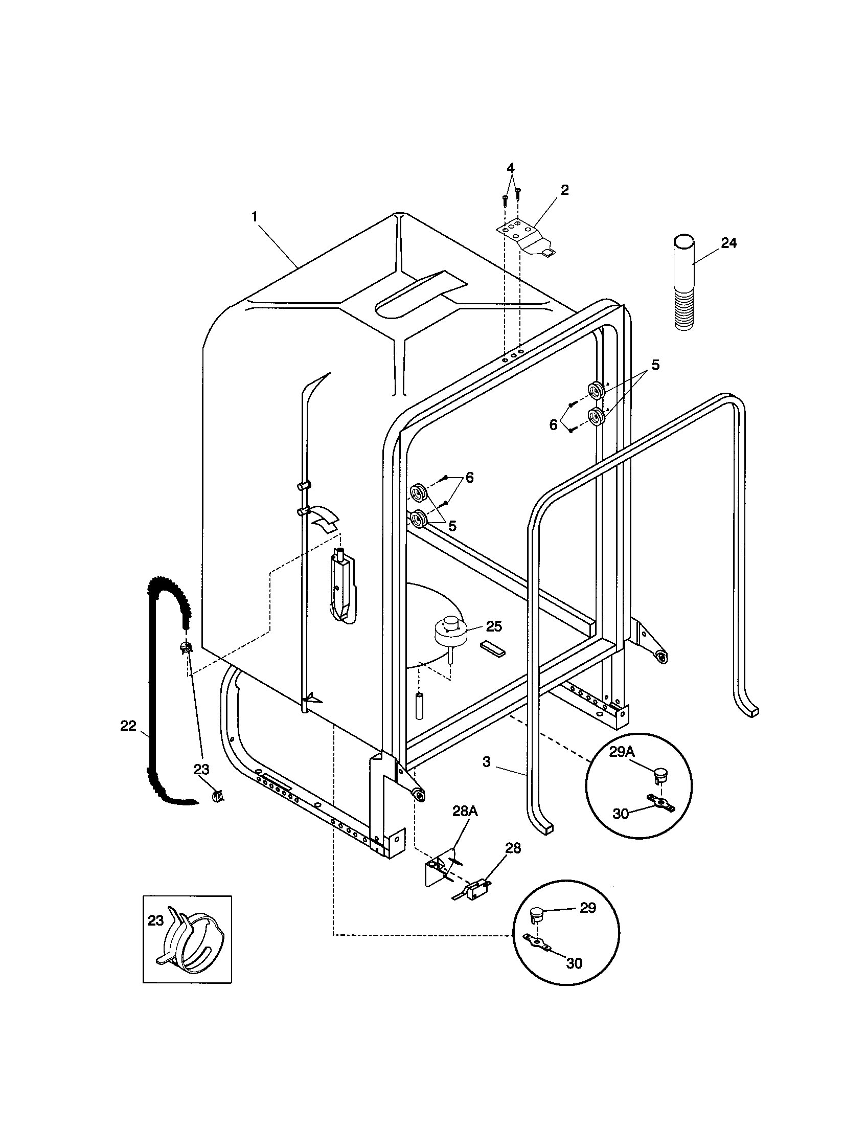 Frigidaire FDB836GFS6 tub diagram