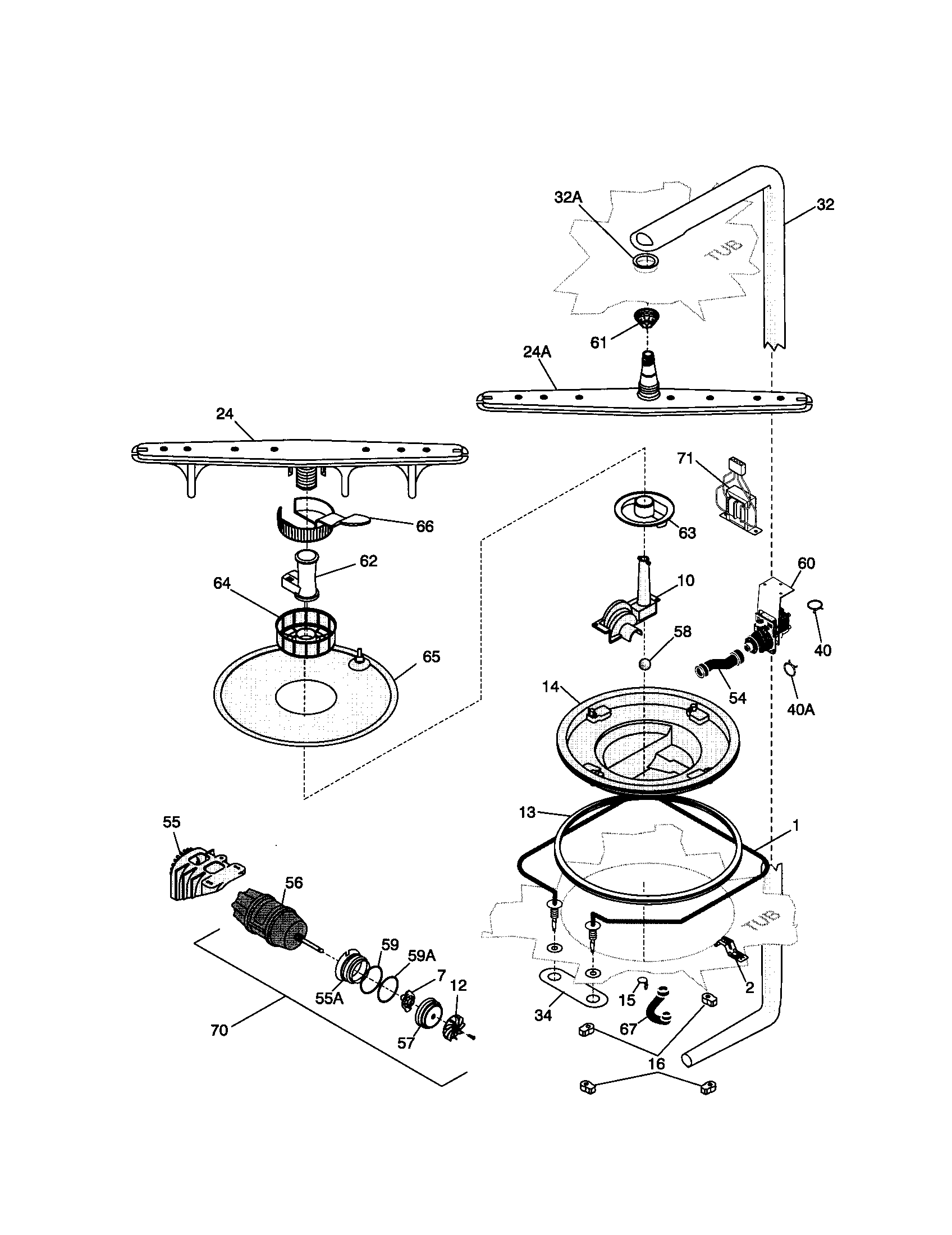 Frigidaire FDB836GFS6 motor and pump diagram