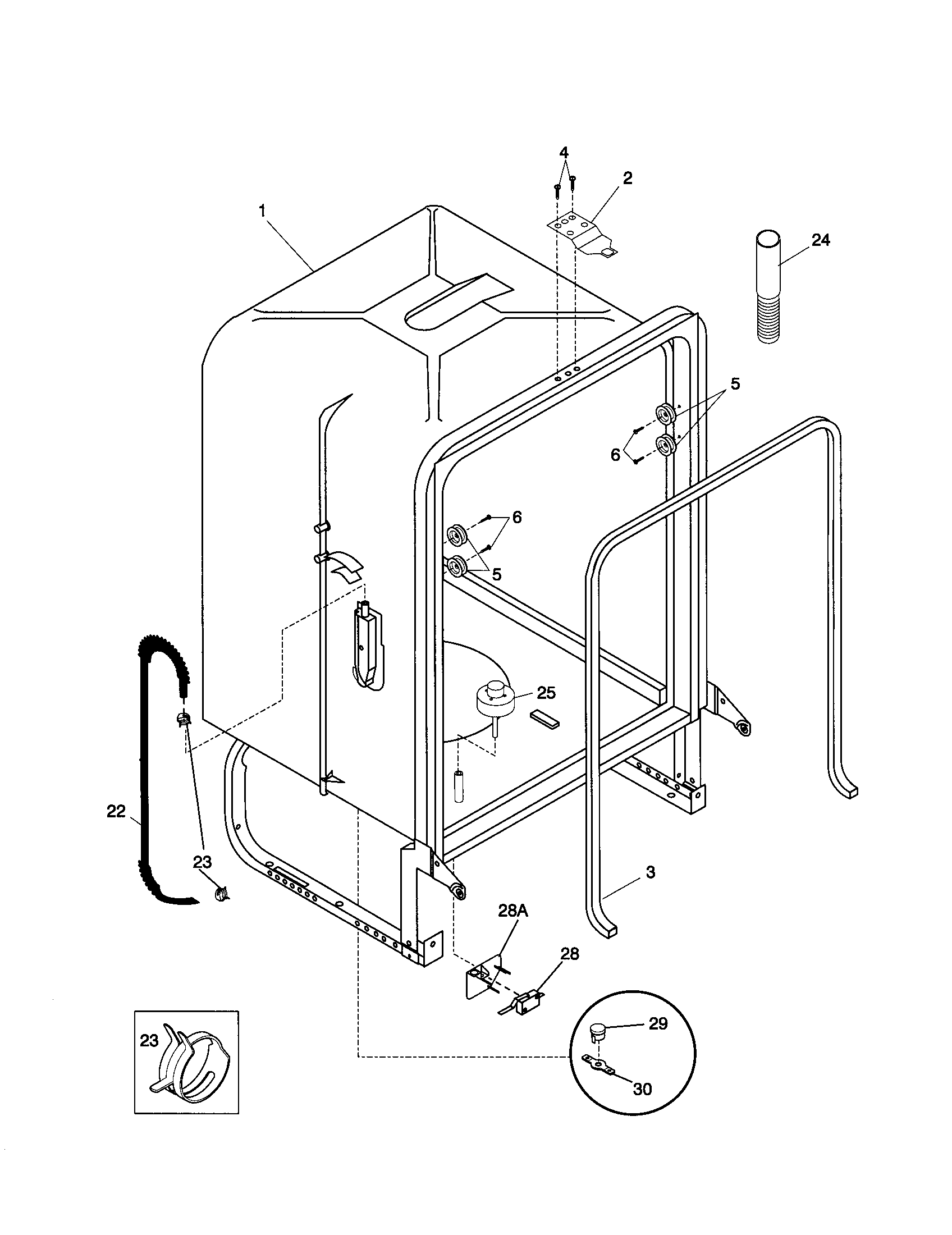 Frigidaire FDB836GFS4 tub diagram