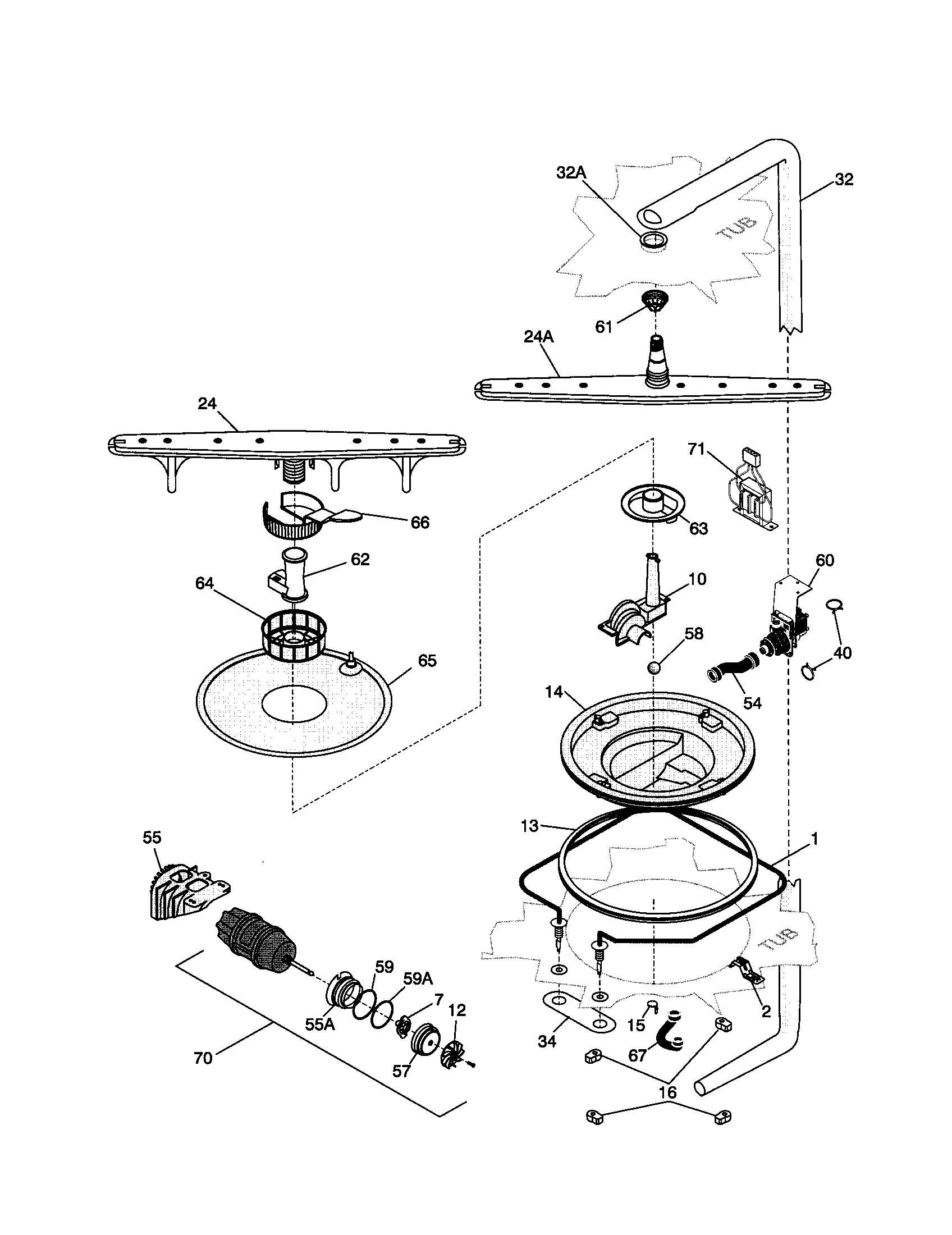 Frigidaire FDB836GFS4 motor and pump diagram
