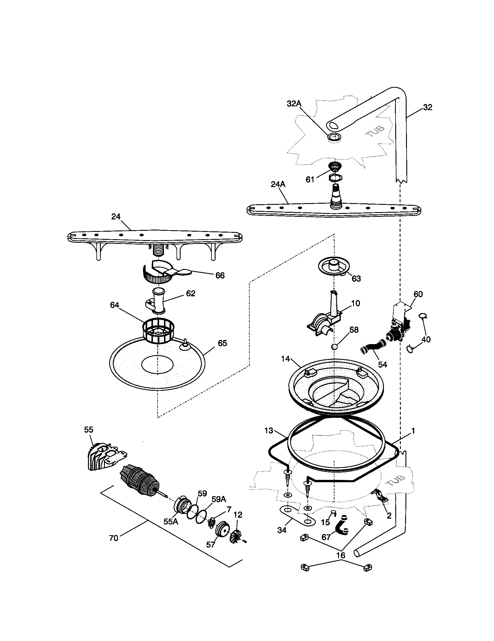 Frigidaire FDB856RJS0 motor and pump diagram