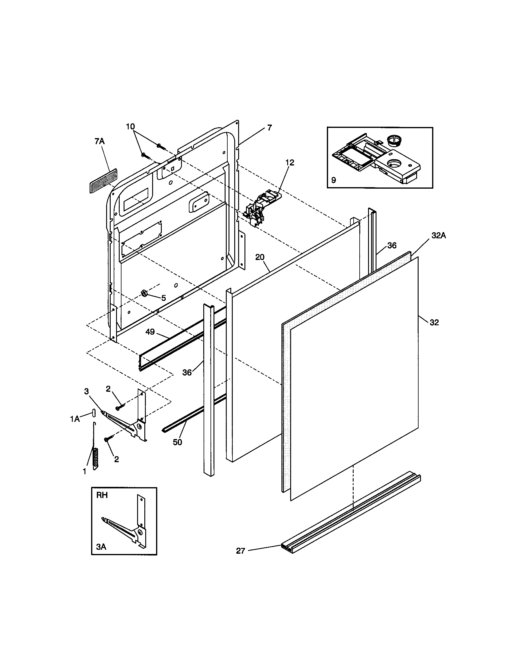 Frigidaire FDB421RFR5 door diagram