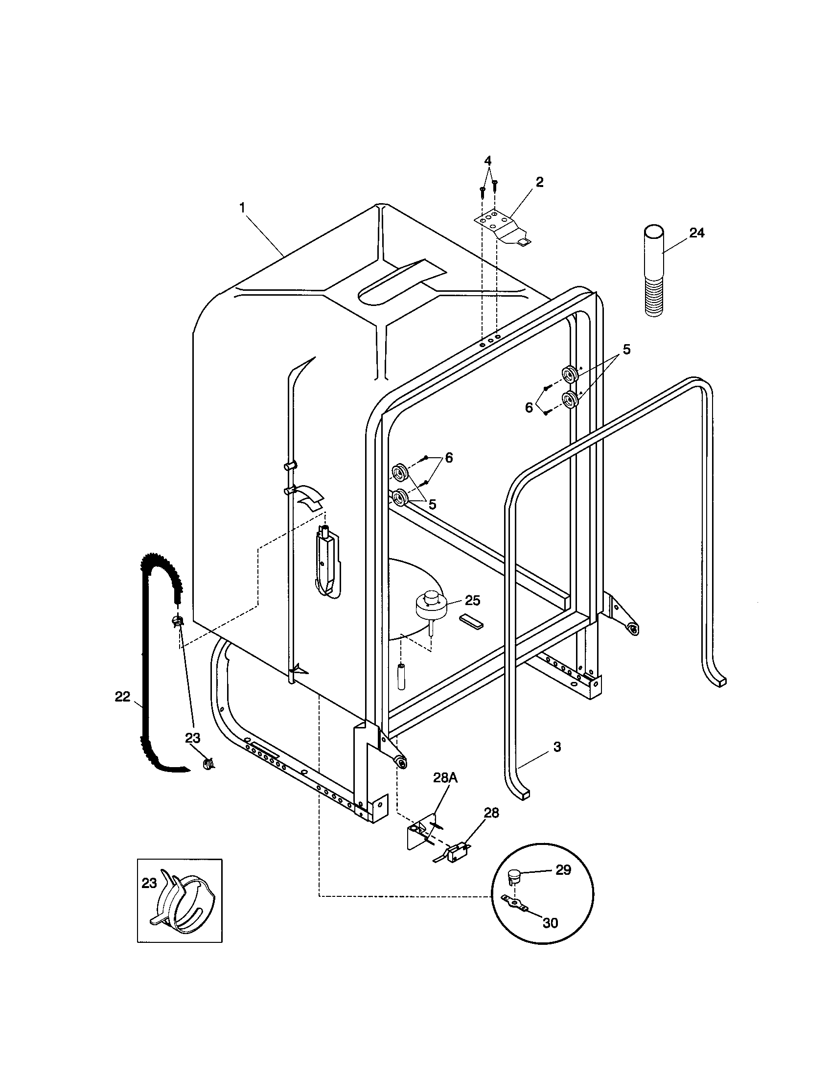 Frigidaire FDB421RFR5 tub diagram