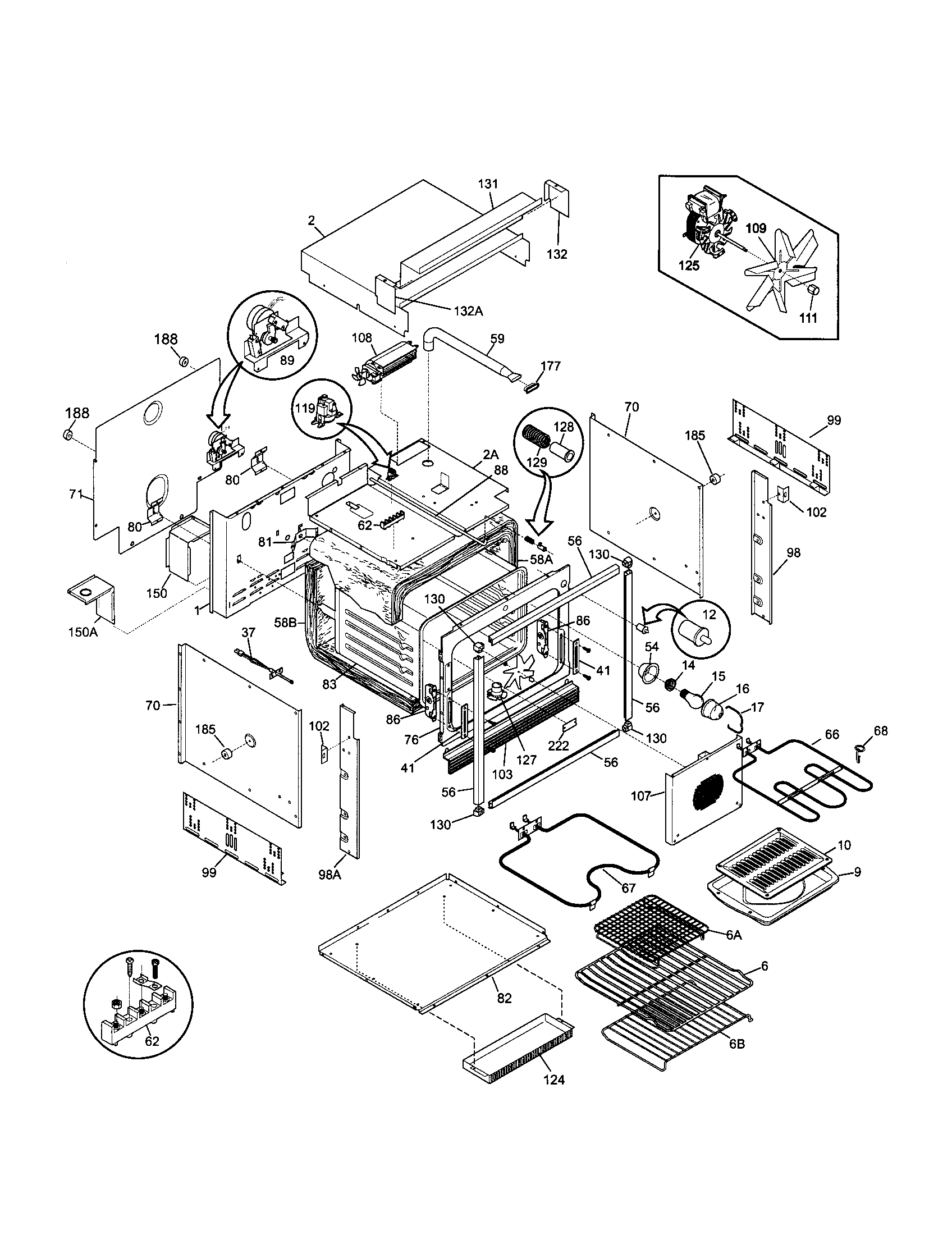 Frigidaire FEB386CEBG cavity/elements diagram