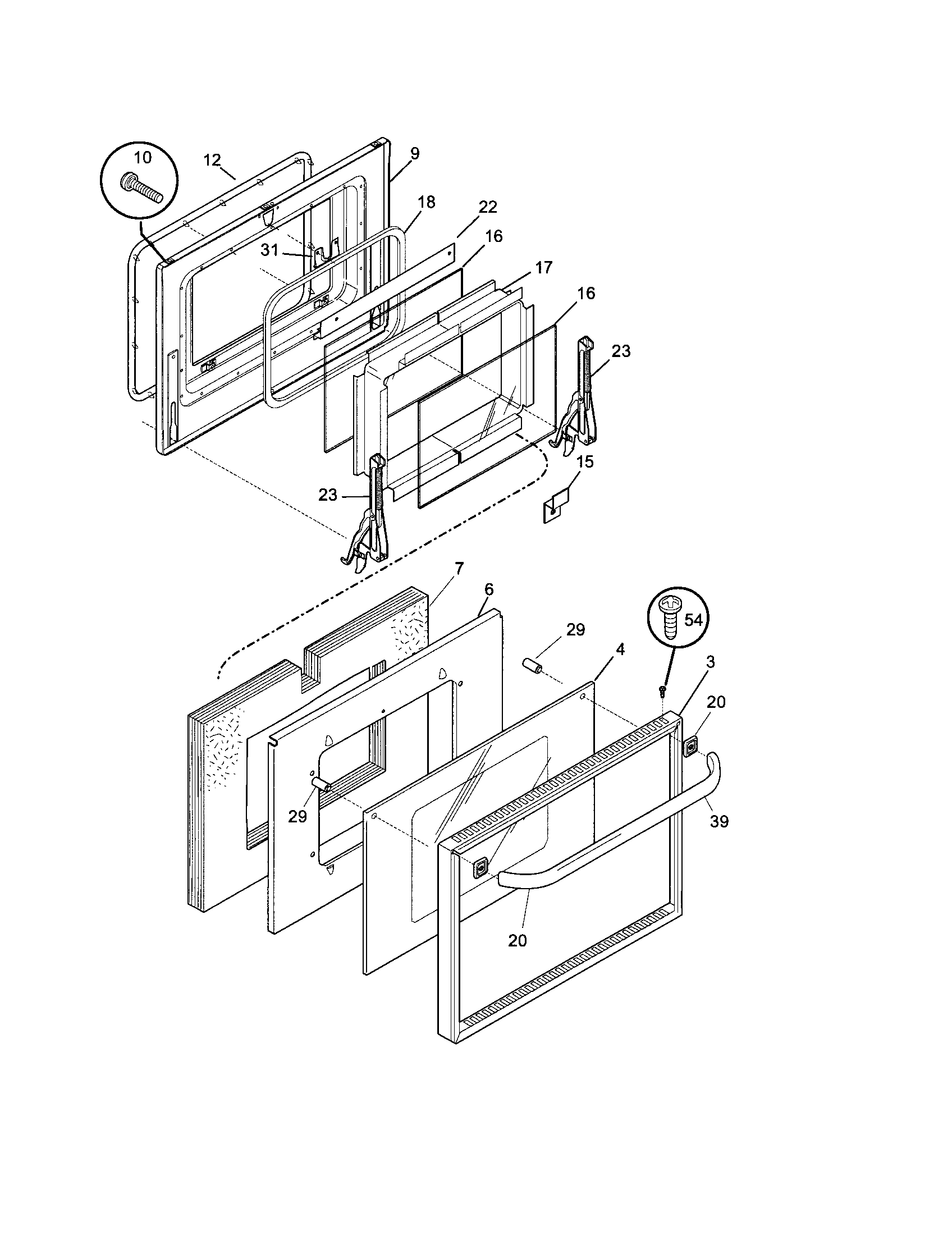 Frigidaire FEB386CEBG door diagram