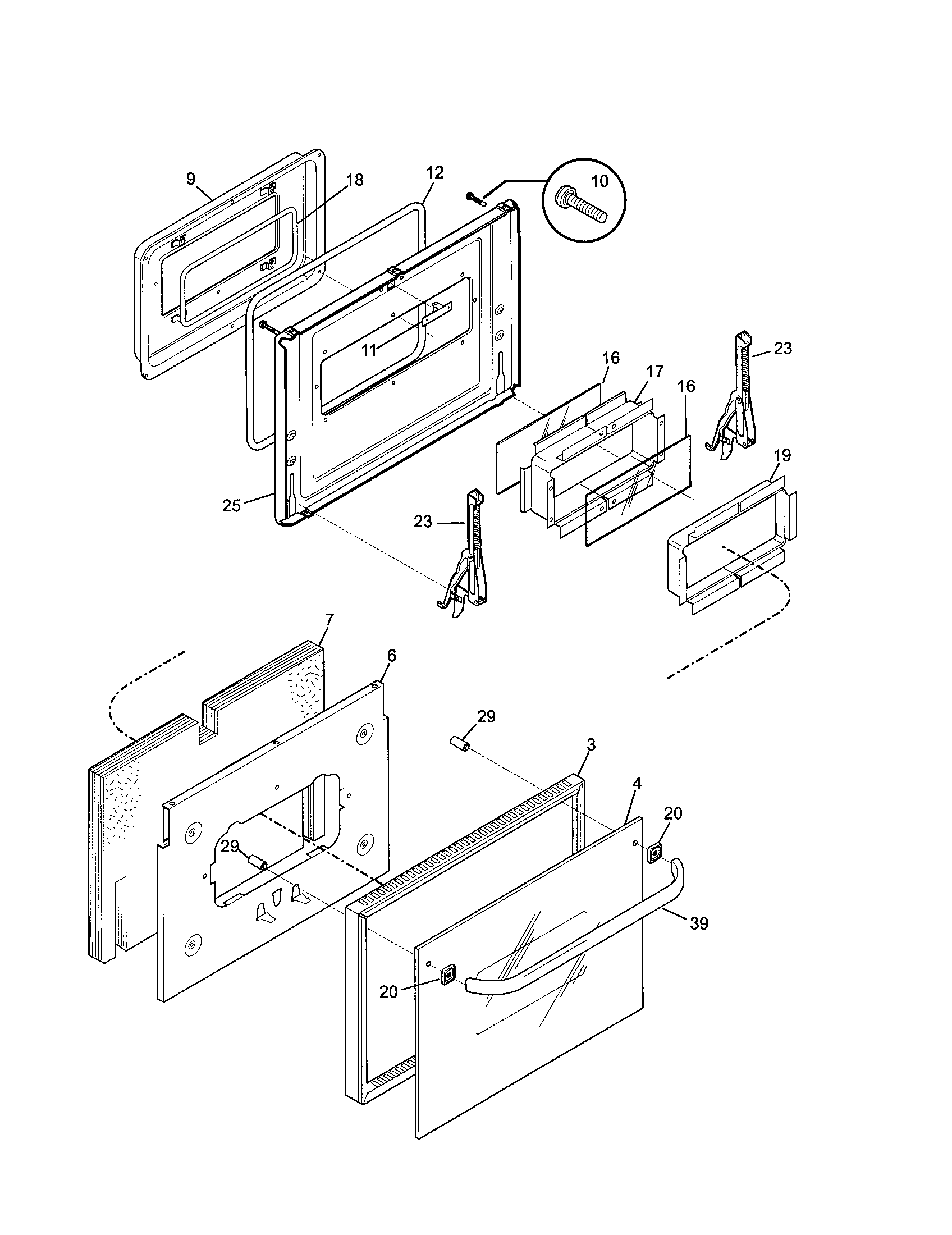 Frigidaire FEB556CESG door diagram