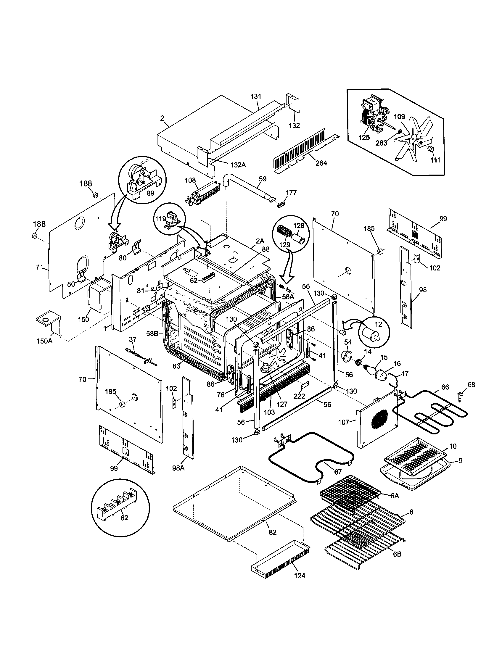 Frigidaire FEB386CEBH cavity/elements diagram