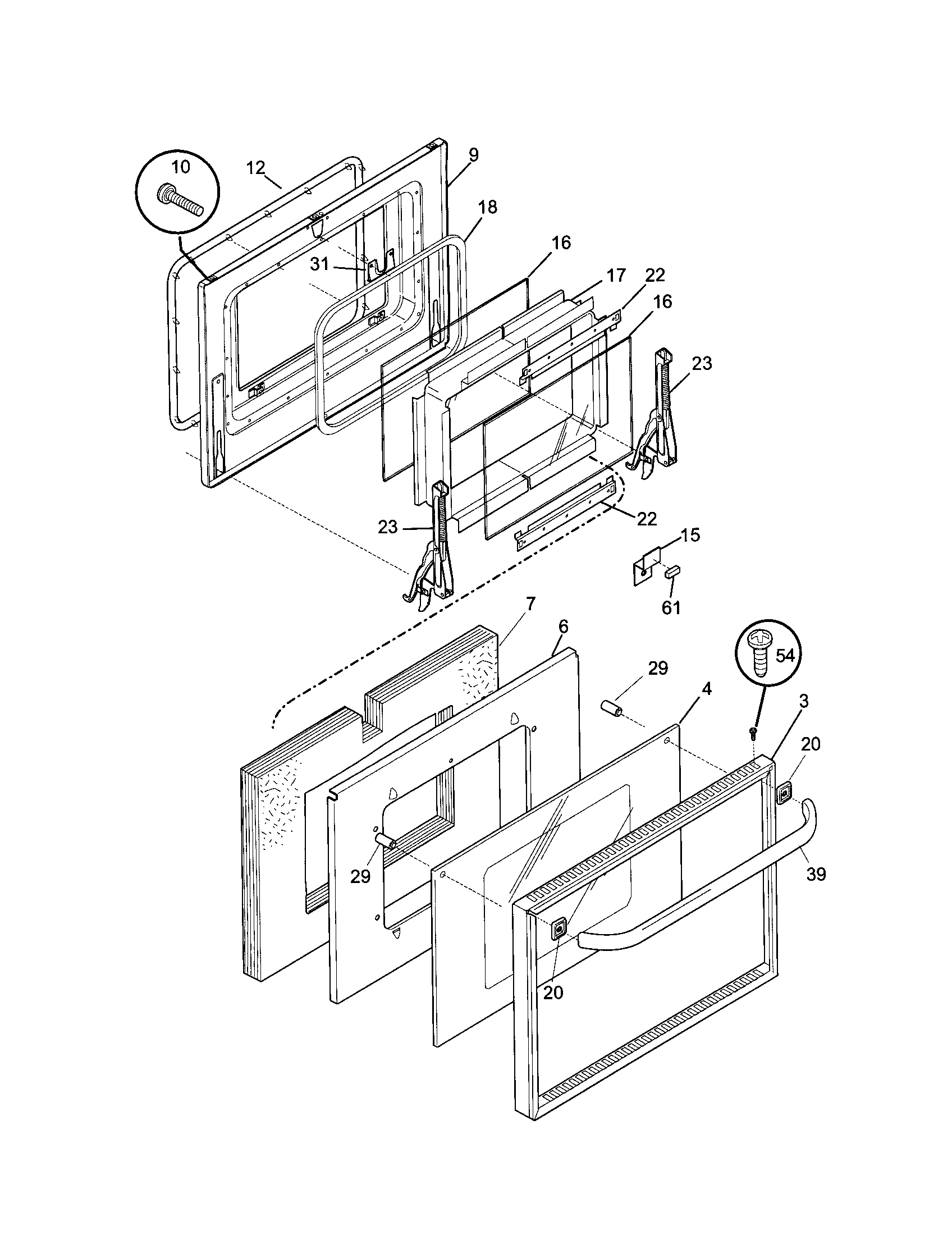 Frigidaire FEB386CEBH door diagram