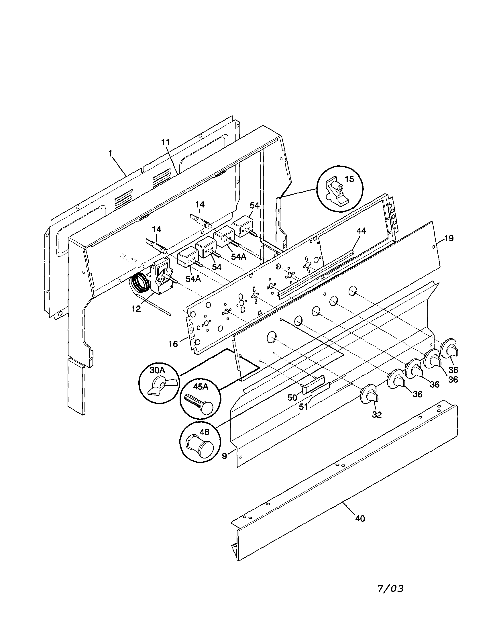 Frigidaire FEF305PHTB backguard diagram