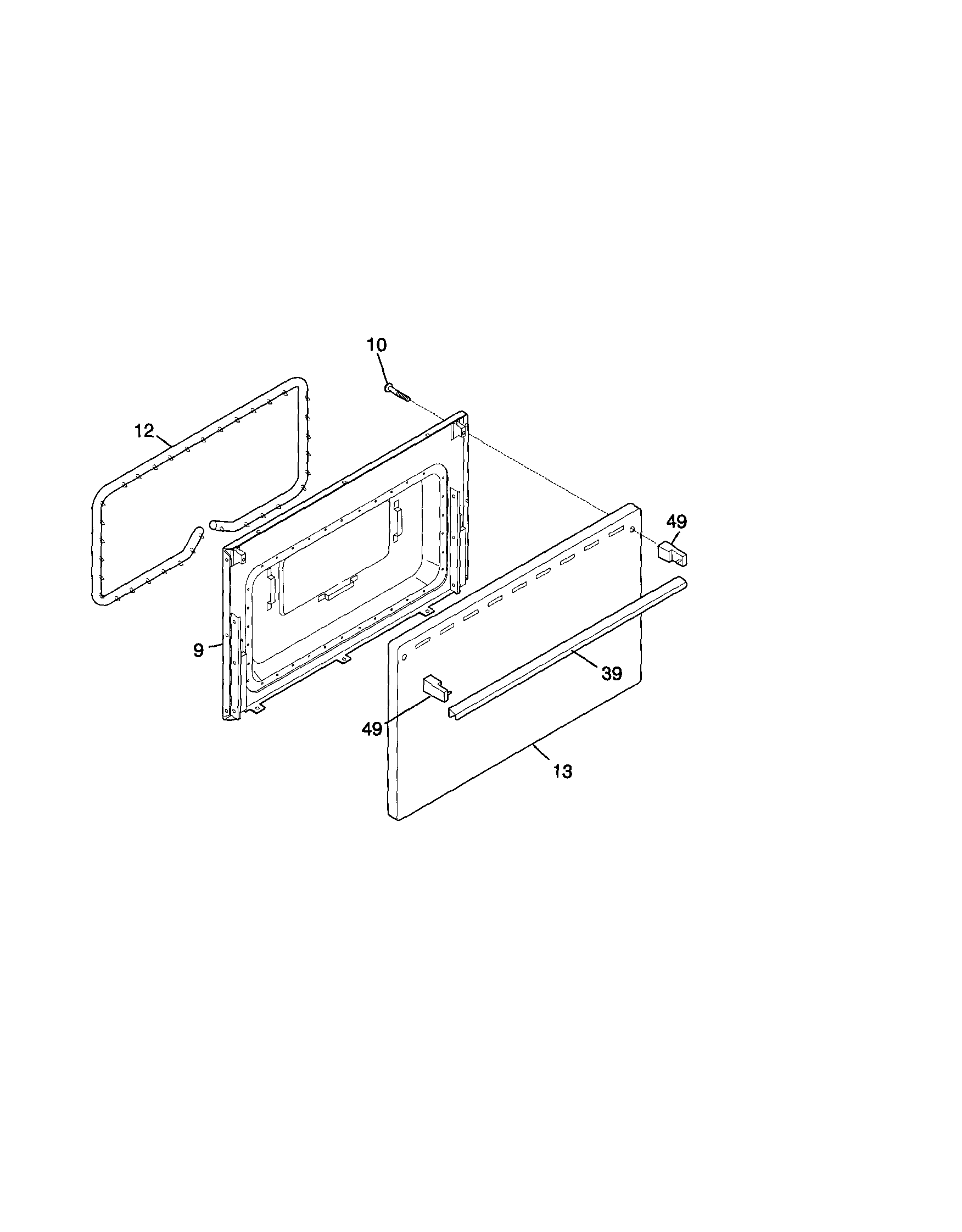 Frigidaire FEF305PHTB door diagram