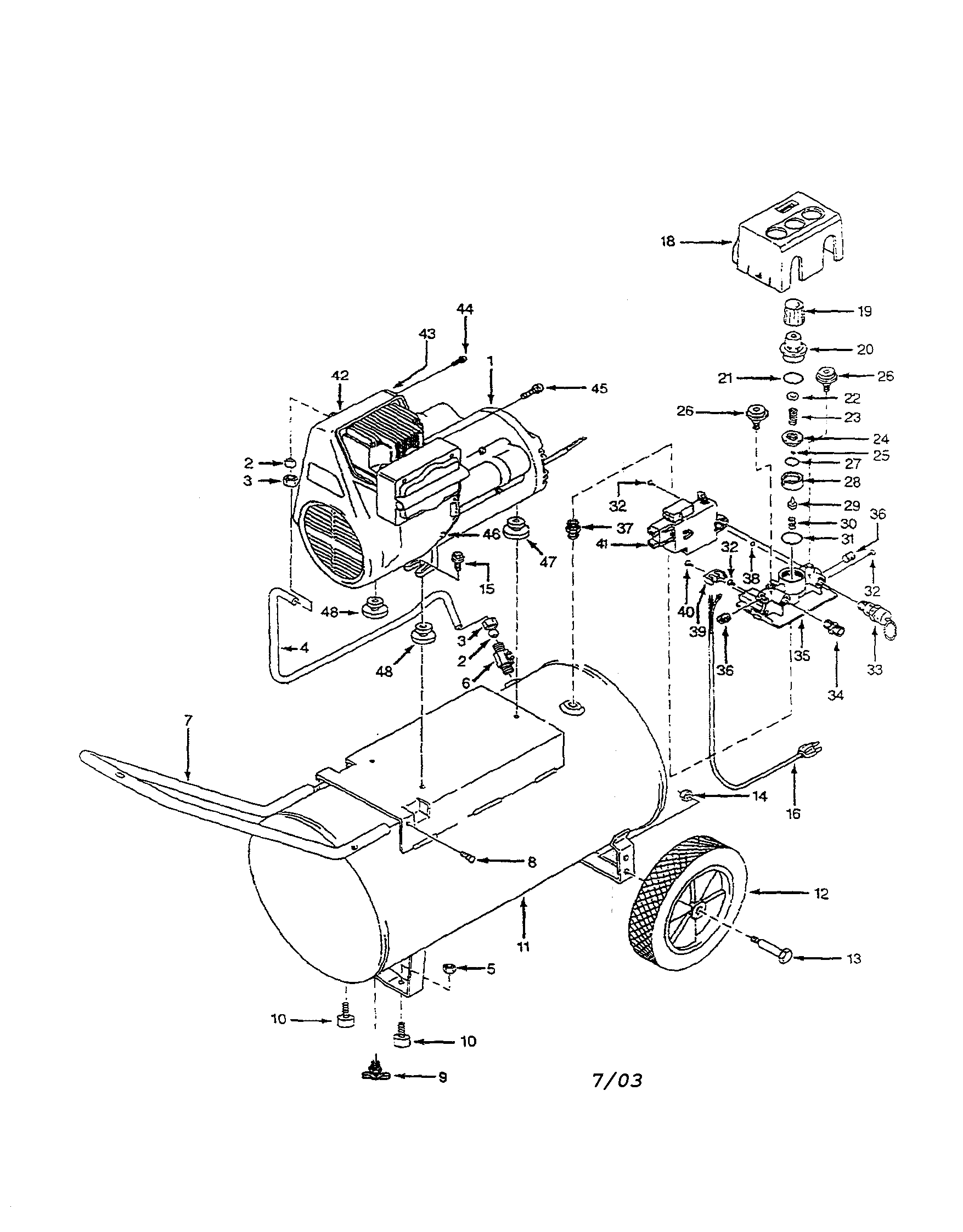Campbell Hausfeld WL6007 portable air compressor diagram